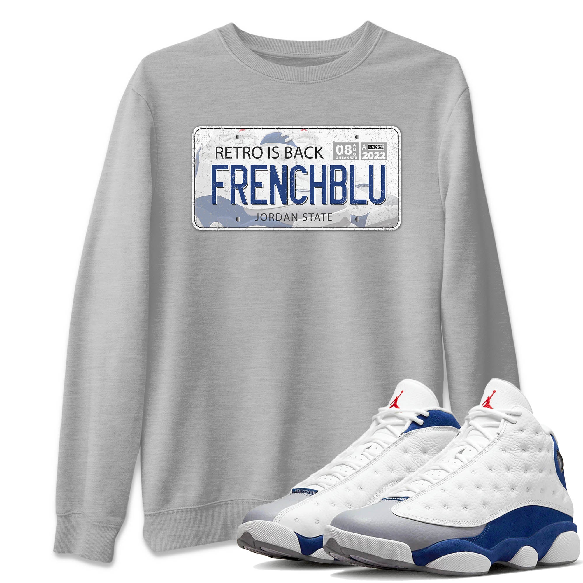 Jordan Plate Unisex Sweater – Air Jordan 13 French Blue, Sneakers Matching Sweater