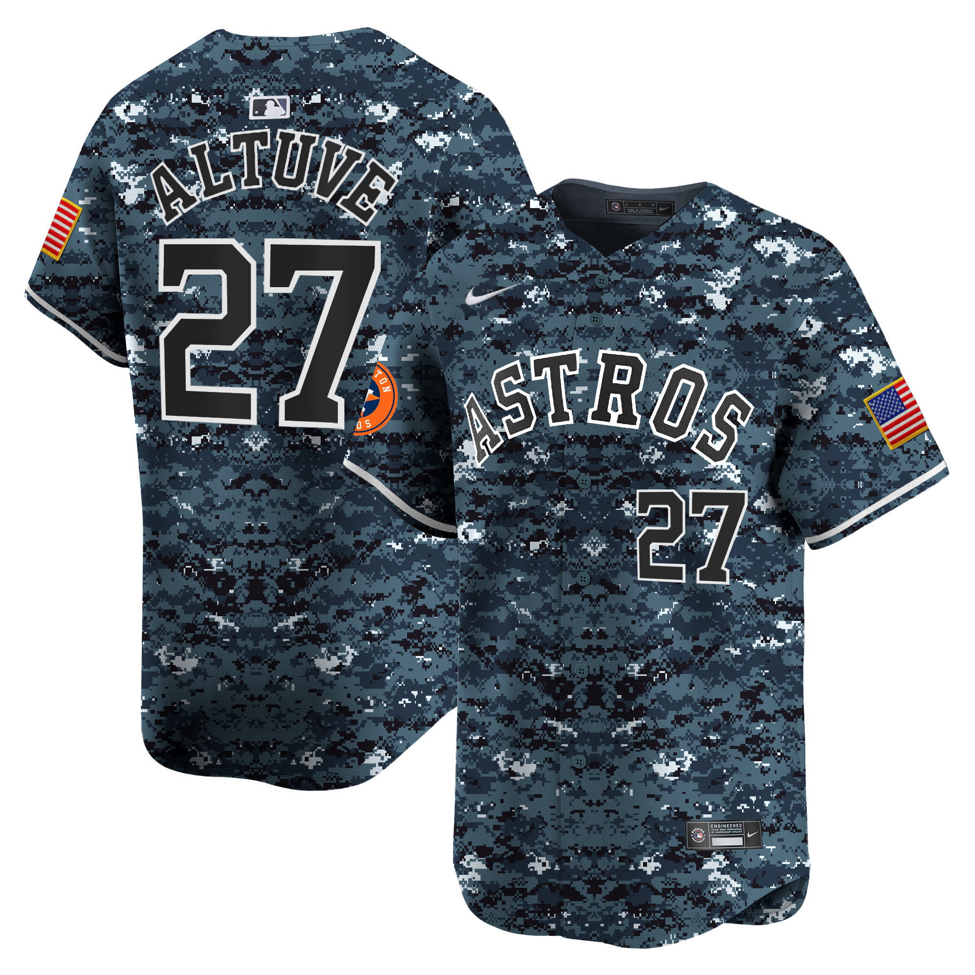 José Altuve Men's Houston Astros USMC Alternate Vapor Premier Limited Navy Jersey - All Stitched
