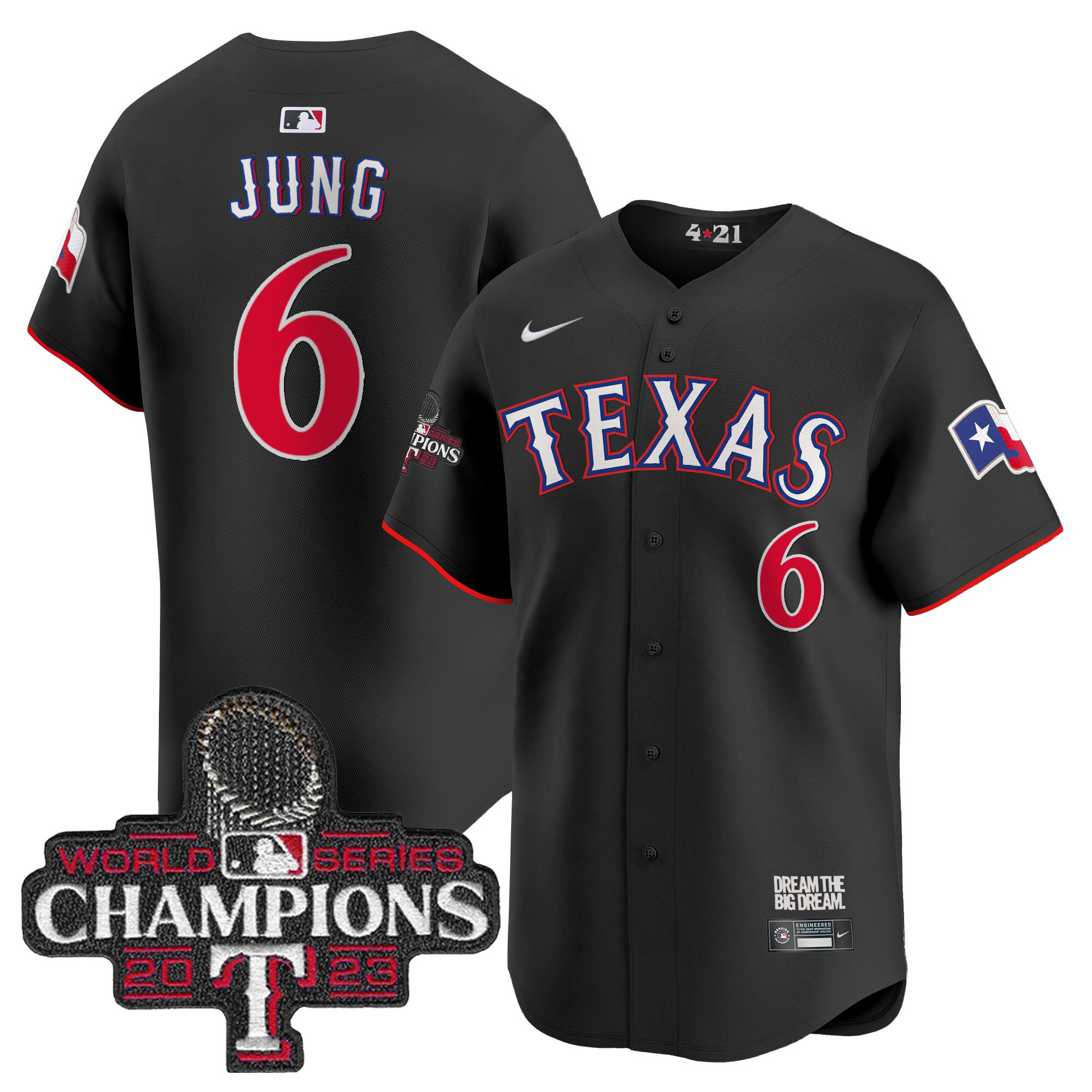 Josh Jung Men's Texas Rangers 2023 World Series Champions City Connect Vapor Premier Limited Black Jersey - All Stitched