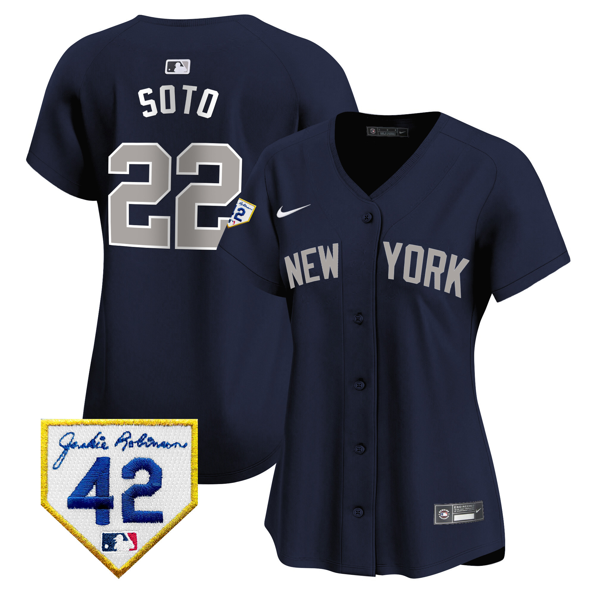 Juan Soto Women's New York Yankees 2024 Jackie Robinson Patch Vapor Premier Limited Alternate Jersey - All Stitched