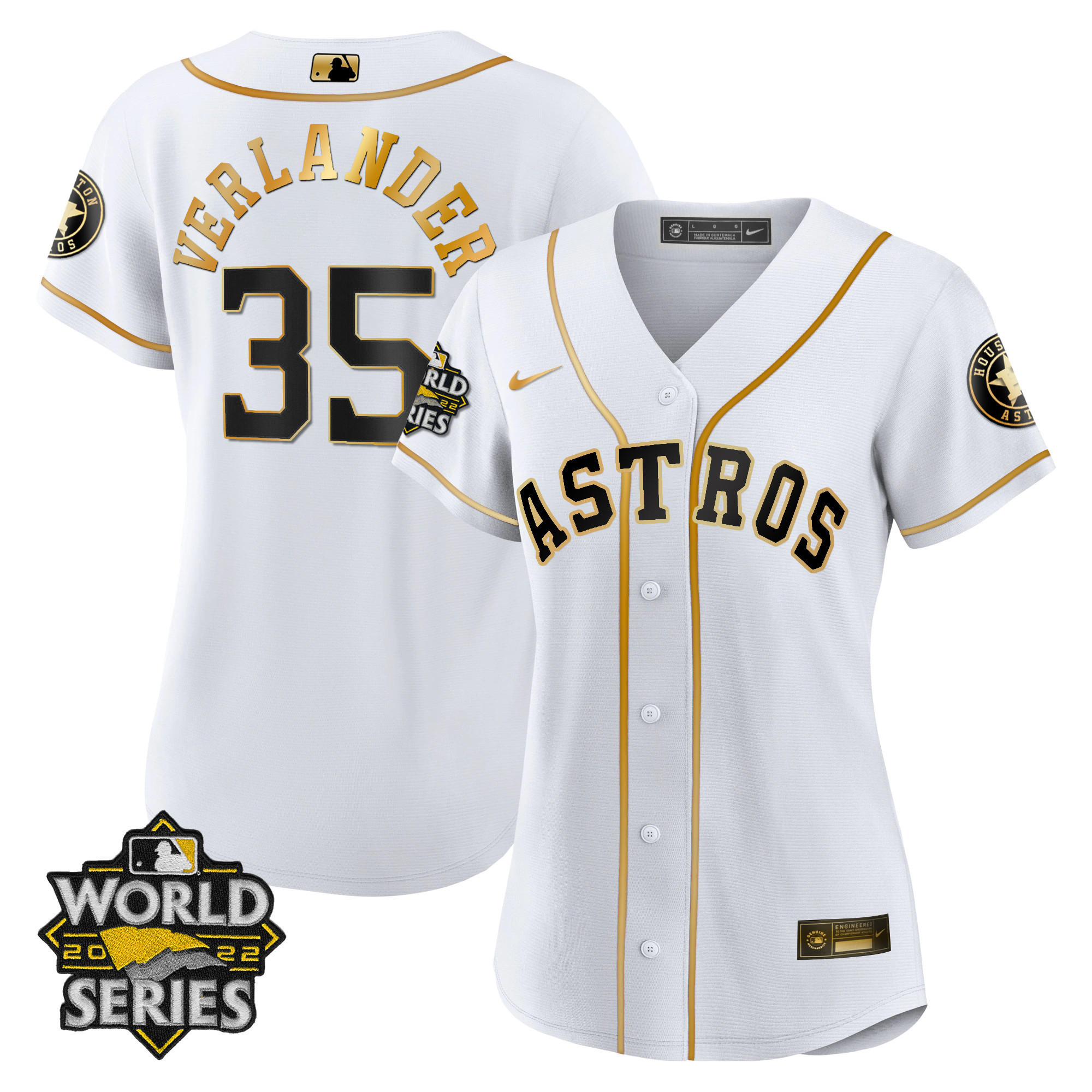 Justin Verlander Women's Houston Astros 2022 World Series Player Cool White Jersey - All Stitched