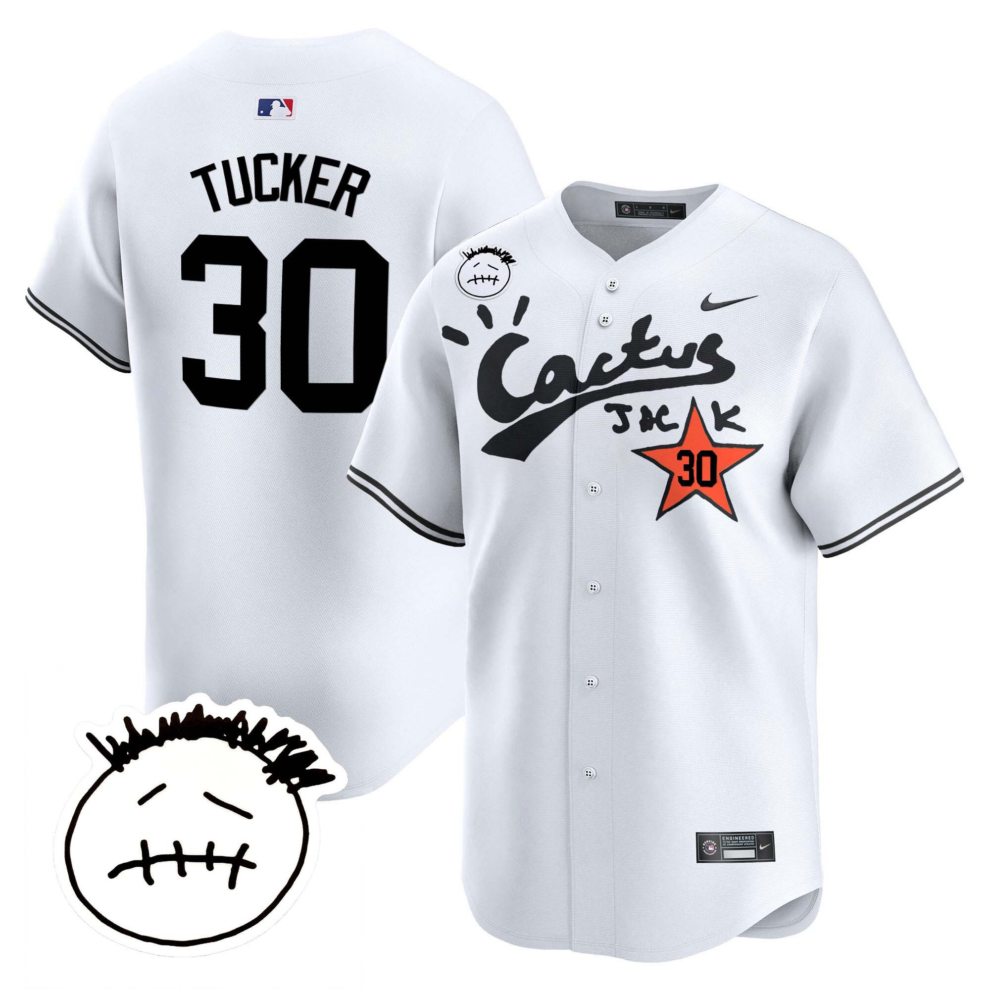 Kyle Tucker Men's Houston Astros Cactus Jack Patch Vapor Premier Limited V5 White Jersey - All Stitched