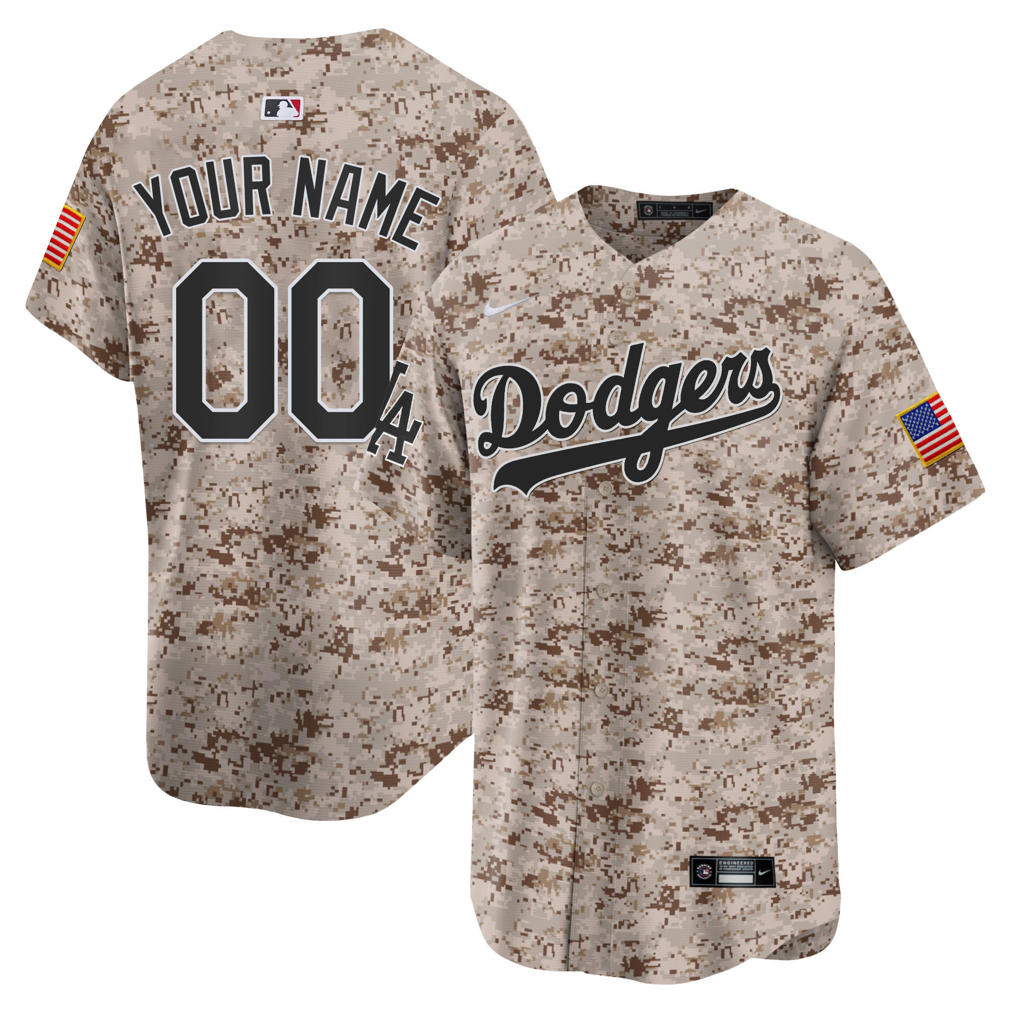 Los Angeles Dodgers USMC Alternate Vapor Premier Limited Custom Desert Jersey - All Stitched