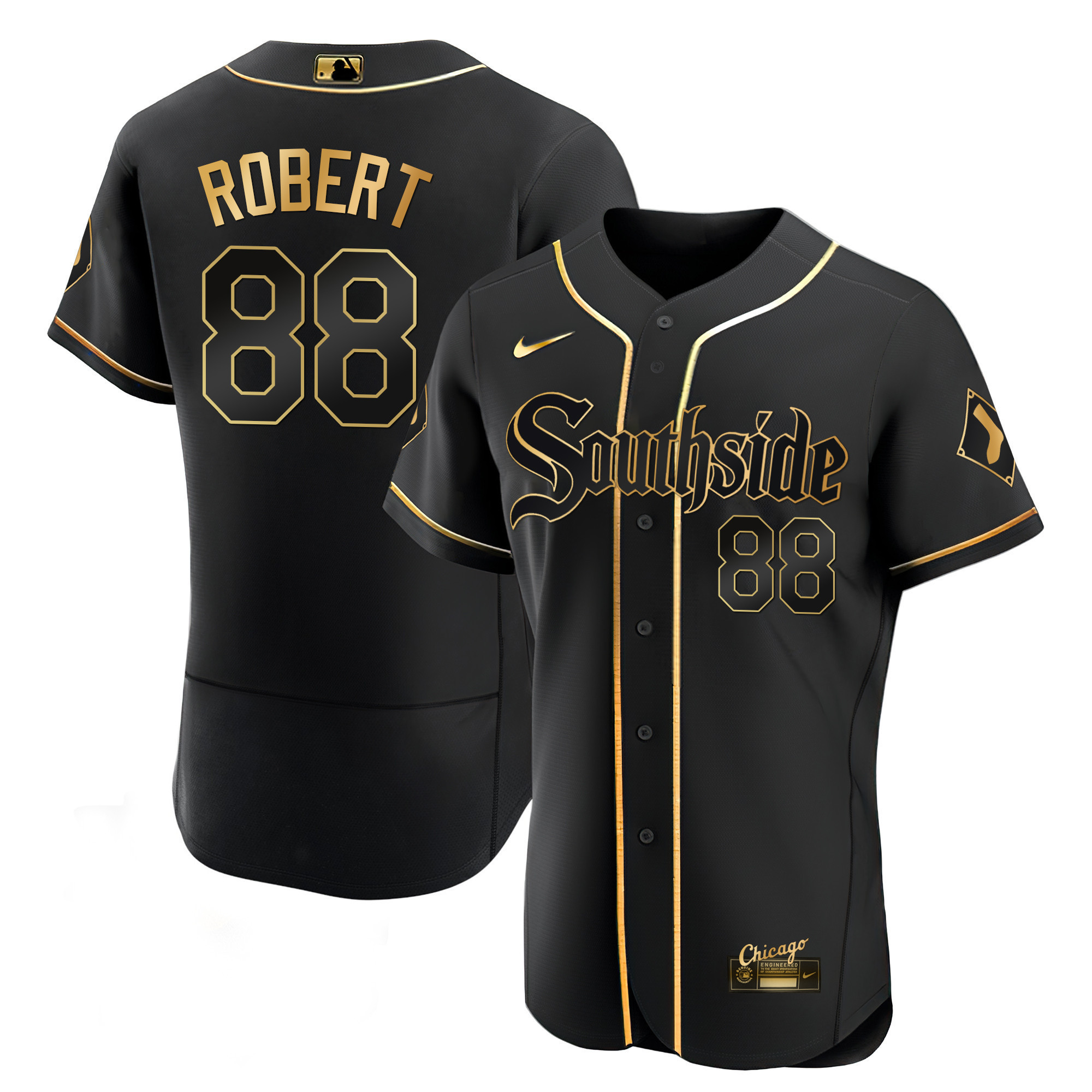 Luis Robert Men's Chicago White Sox Black Limited & Gold Flex Black Gold Jersey - All Stitched