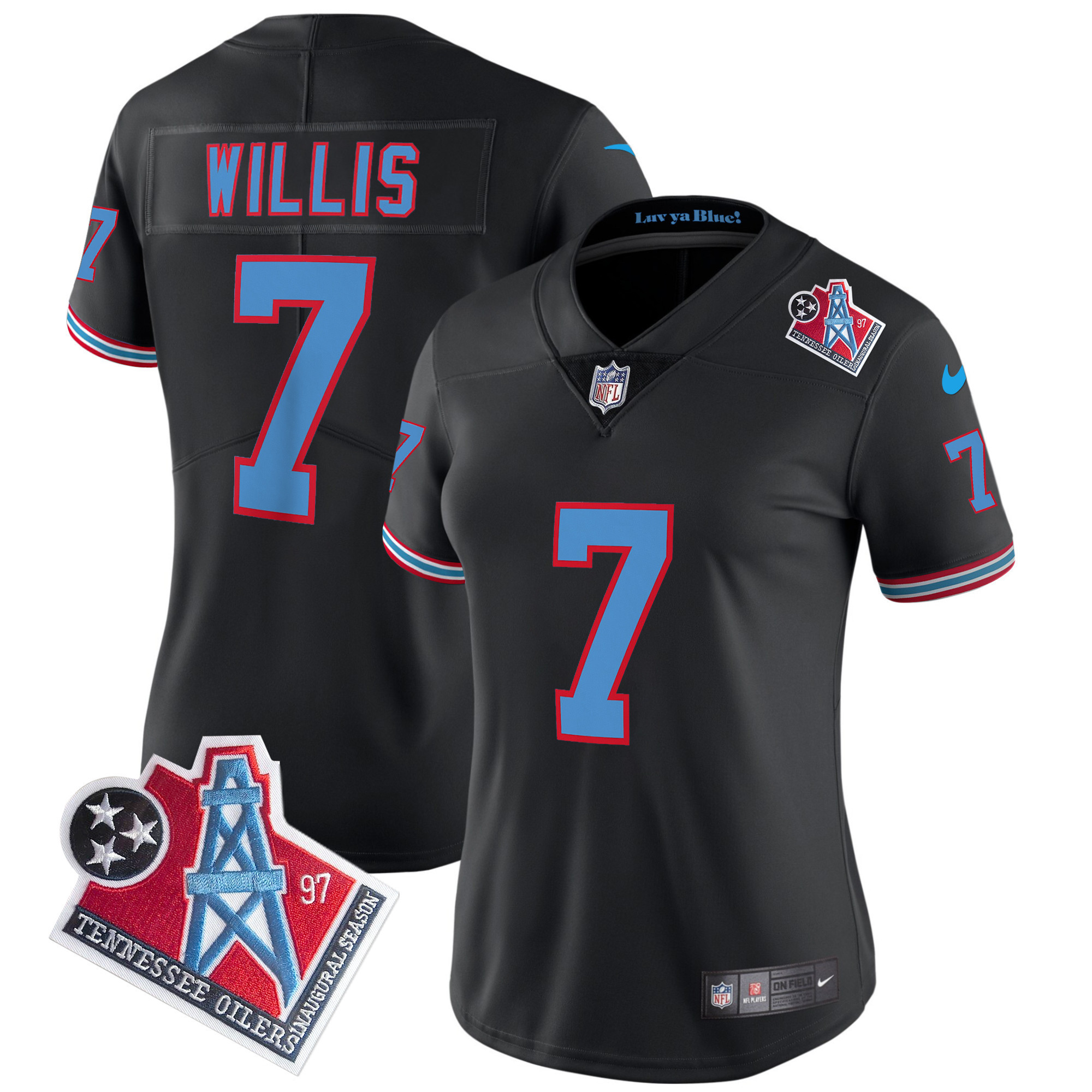 Malik Willis Women's Tennessee Titans 1997 Throwback Limited Vapor Black Jersey - All Stitched 