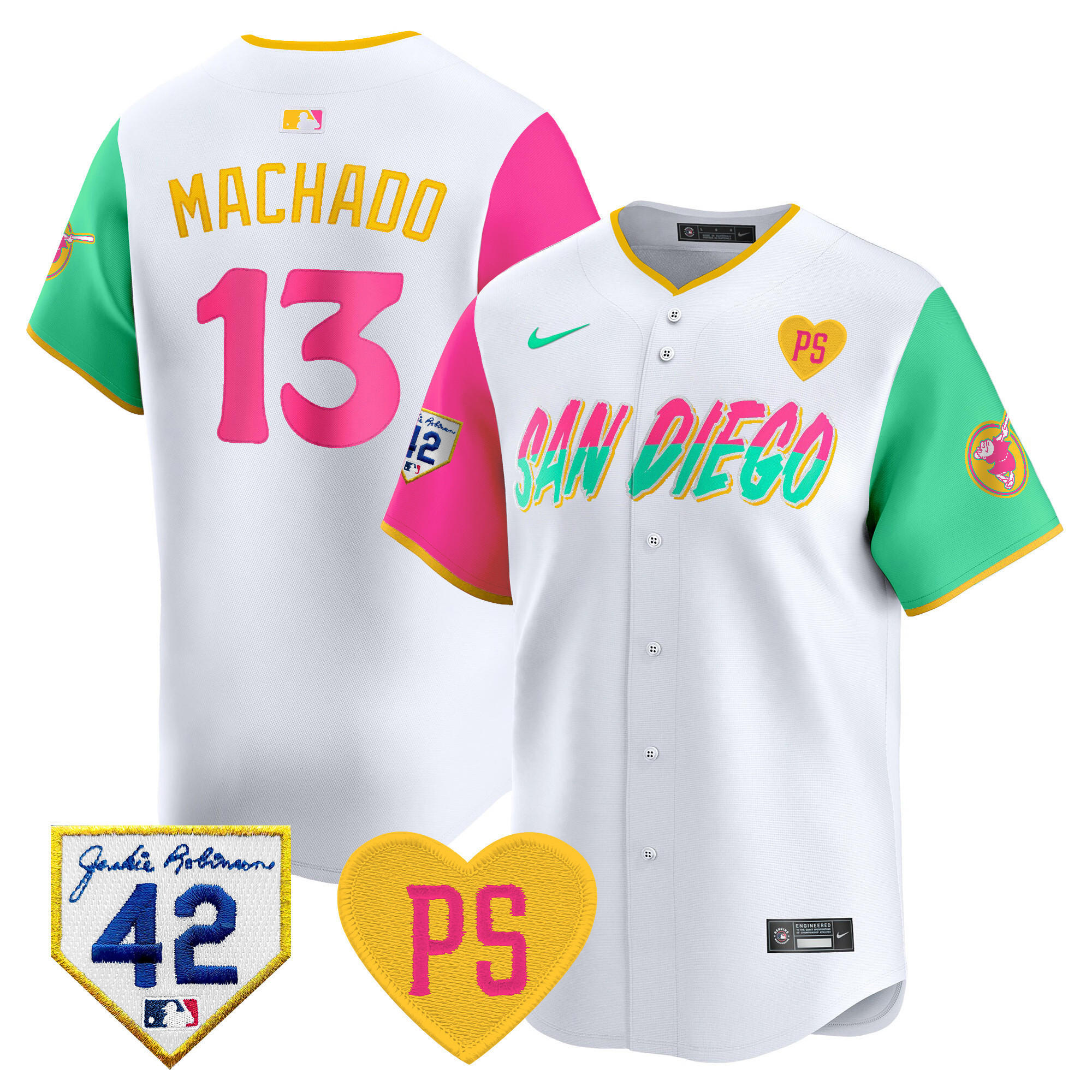 Manny Machado Men's San Diego Padres 2024 "For Peter" & Robinson Patch Vapor Premier Limited City Connect Jersey - All Stitched