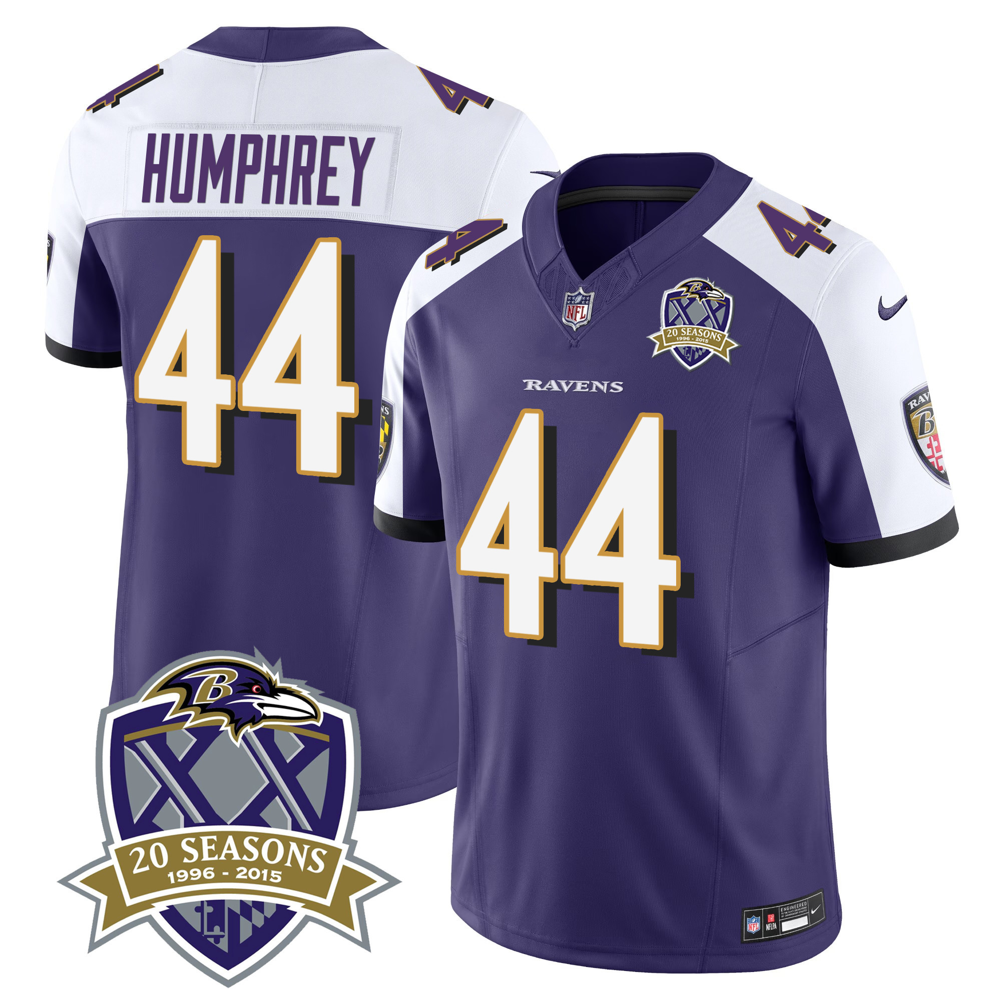 Marlon Humphrey Men's Baltimore Ravens 20Th Season Patch Vapor Limited Purple Alternate Jersey All Stitched