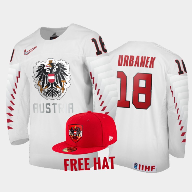 Martin Urbanek Austria White Free Hat Jersey 2022 IIHF World Junior Championship