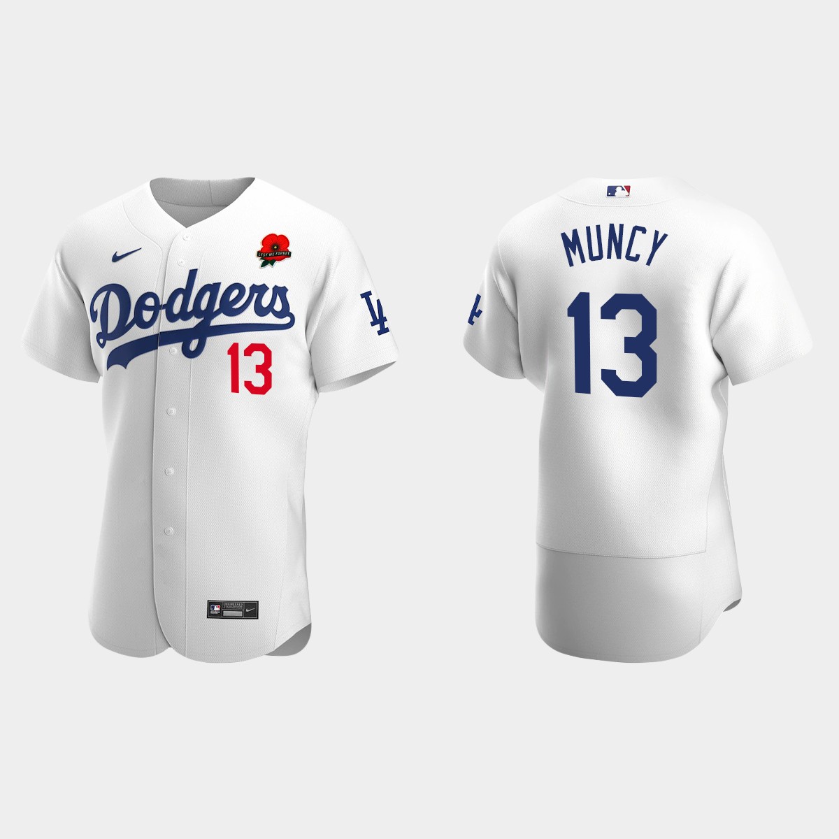 Max Muncy Los Angeles Dodgers 2022 Memorial Day Poppy Patch Jersey - White