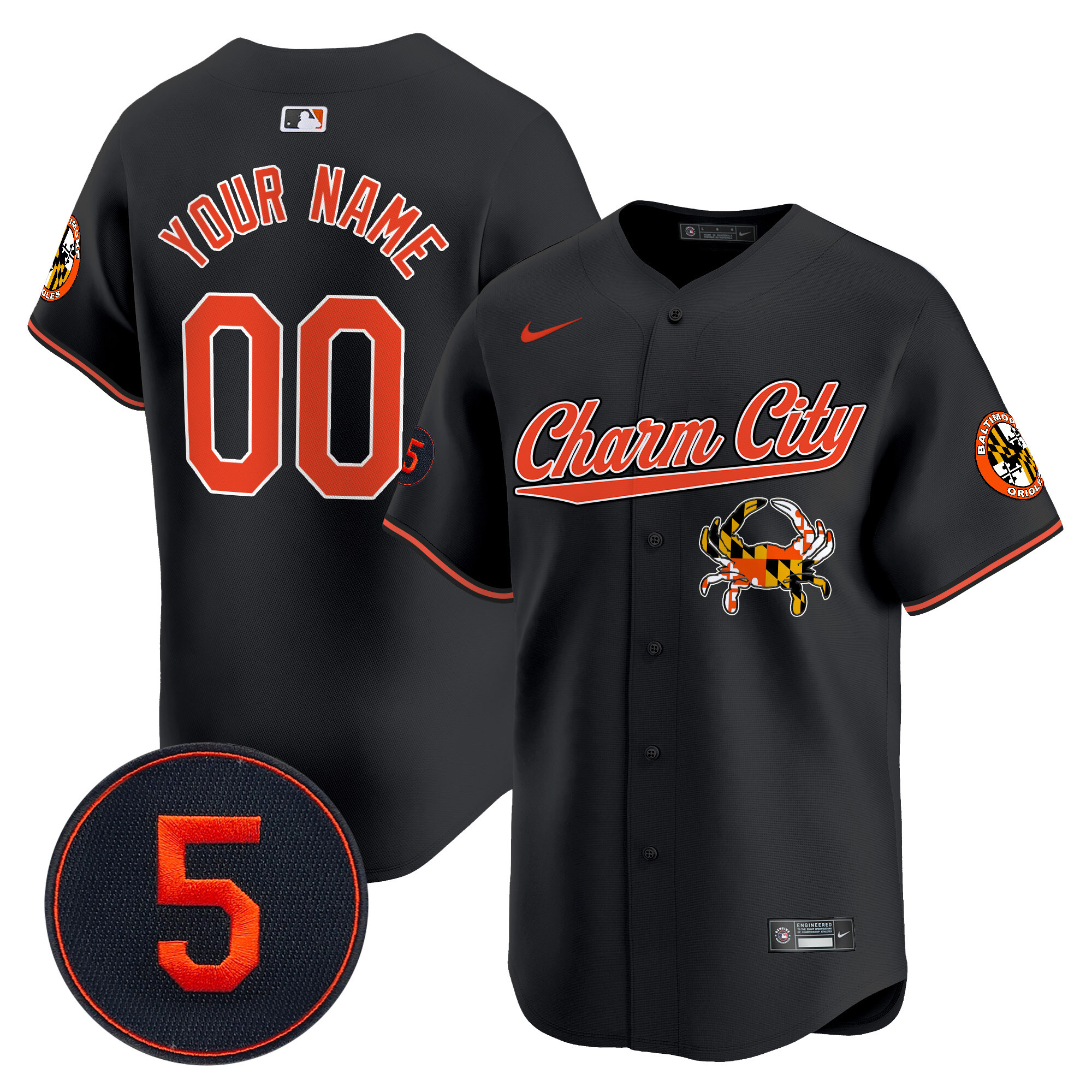Men Baltimore Orioles Robinson Patch Vapor Premier Limited Custom Black Jersey V8 - Stitched