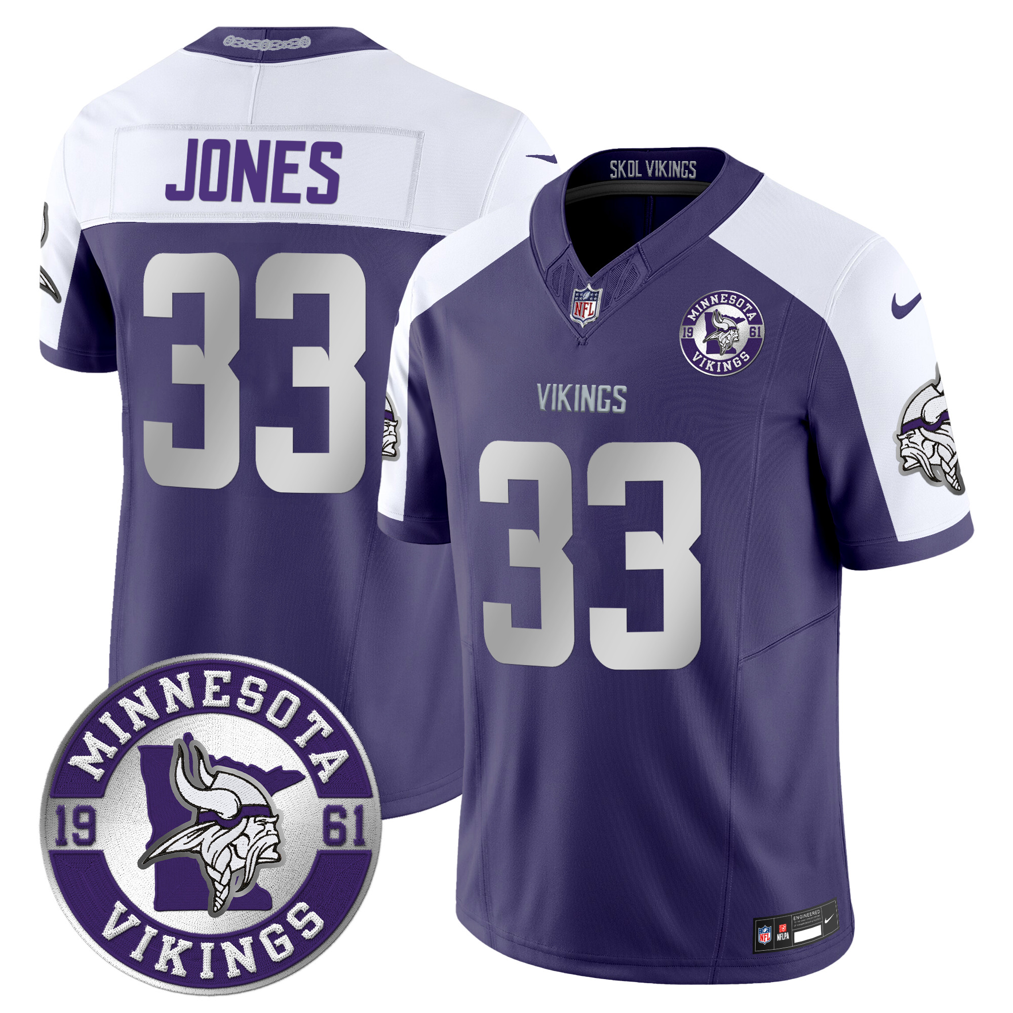 Men's Aaron Jones Minnesota Vikings 2024 Vapor Limited Purple Alternate Jersey - All Stitched