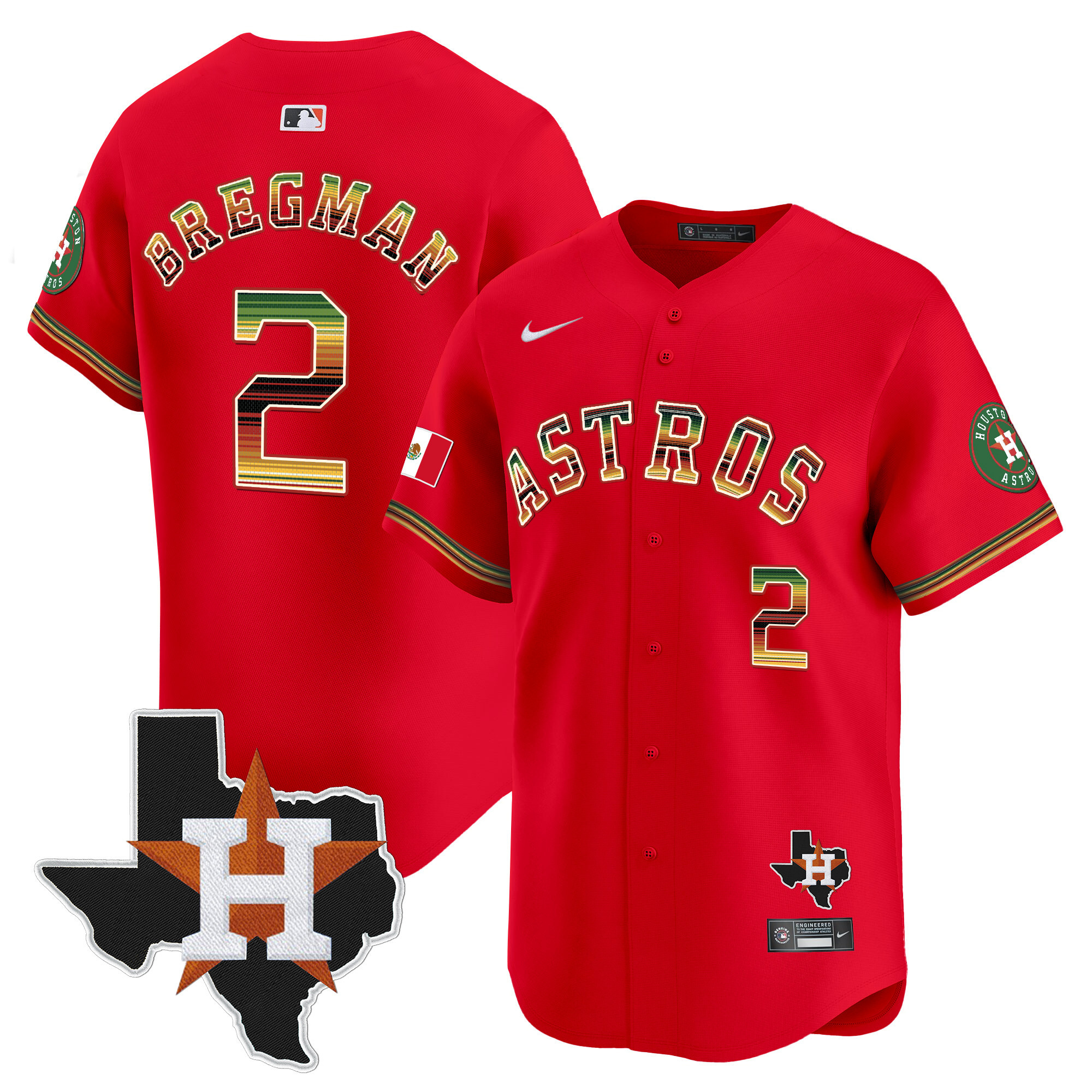 Men's Alex Bregman Houston Astros Mexico Traditional Style Vapor Premier Limited Red Jersey - All Stitched