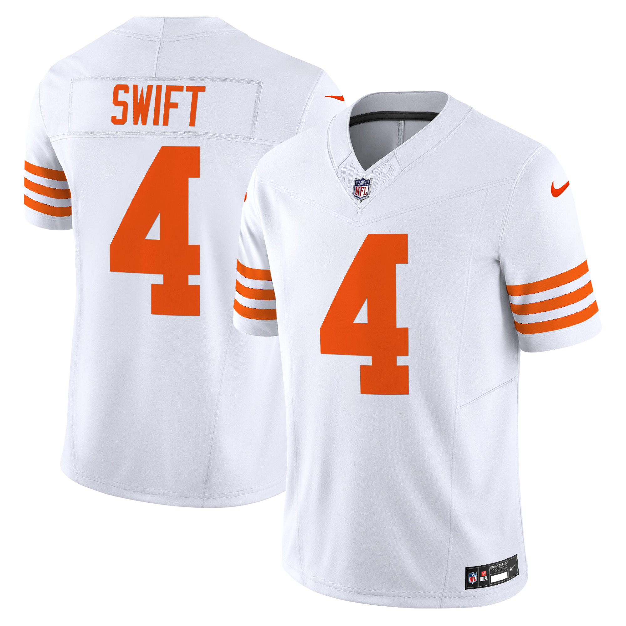 Men's D'Andre Swift Chicago Bears Throwback Vapor Limited White Jersey - All Stitched
