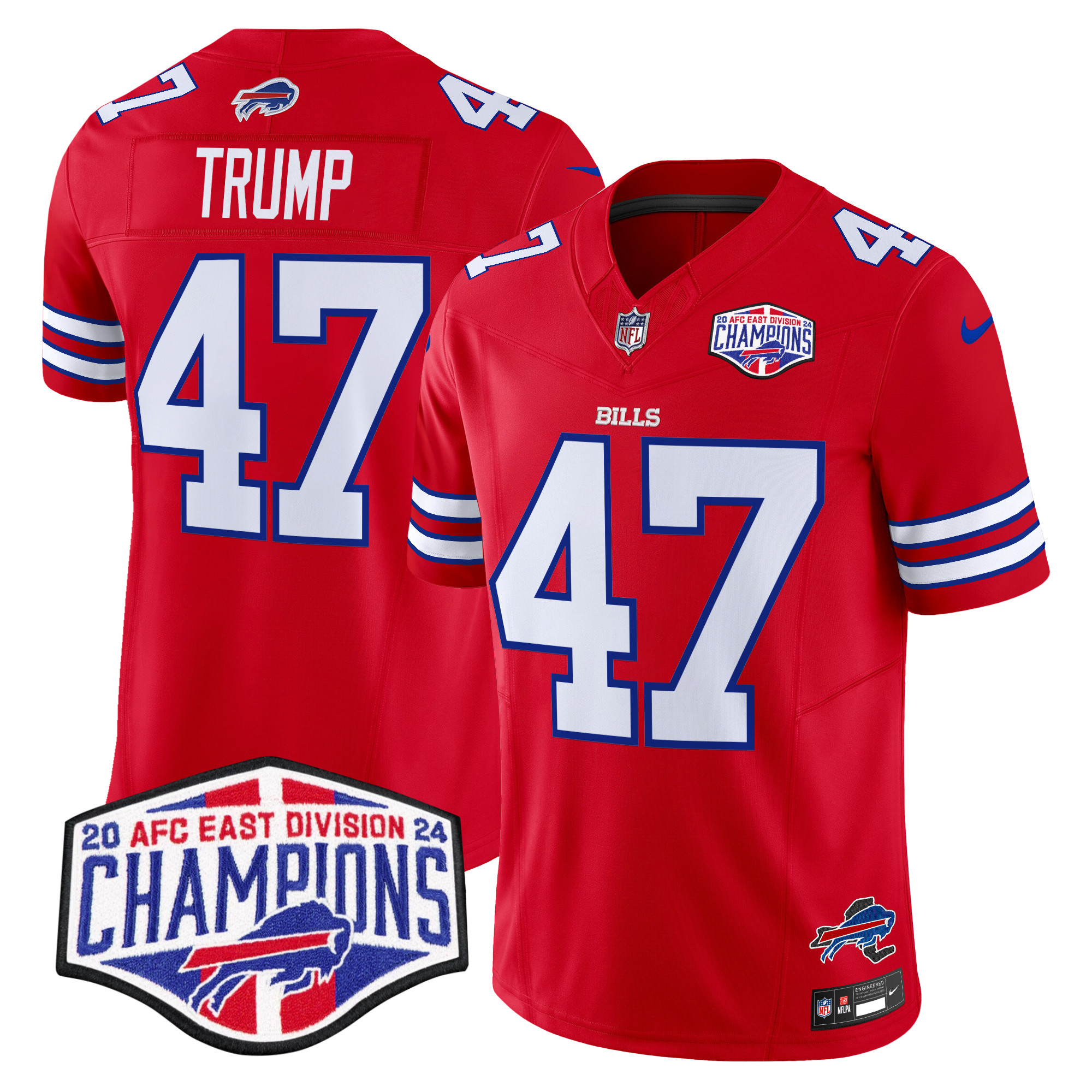 Men's Donald Trump Buffalo Bills 2024 AFC East Division Champions Vapor Limited Red Jersey - All Stitched