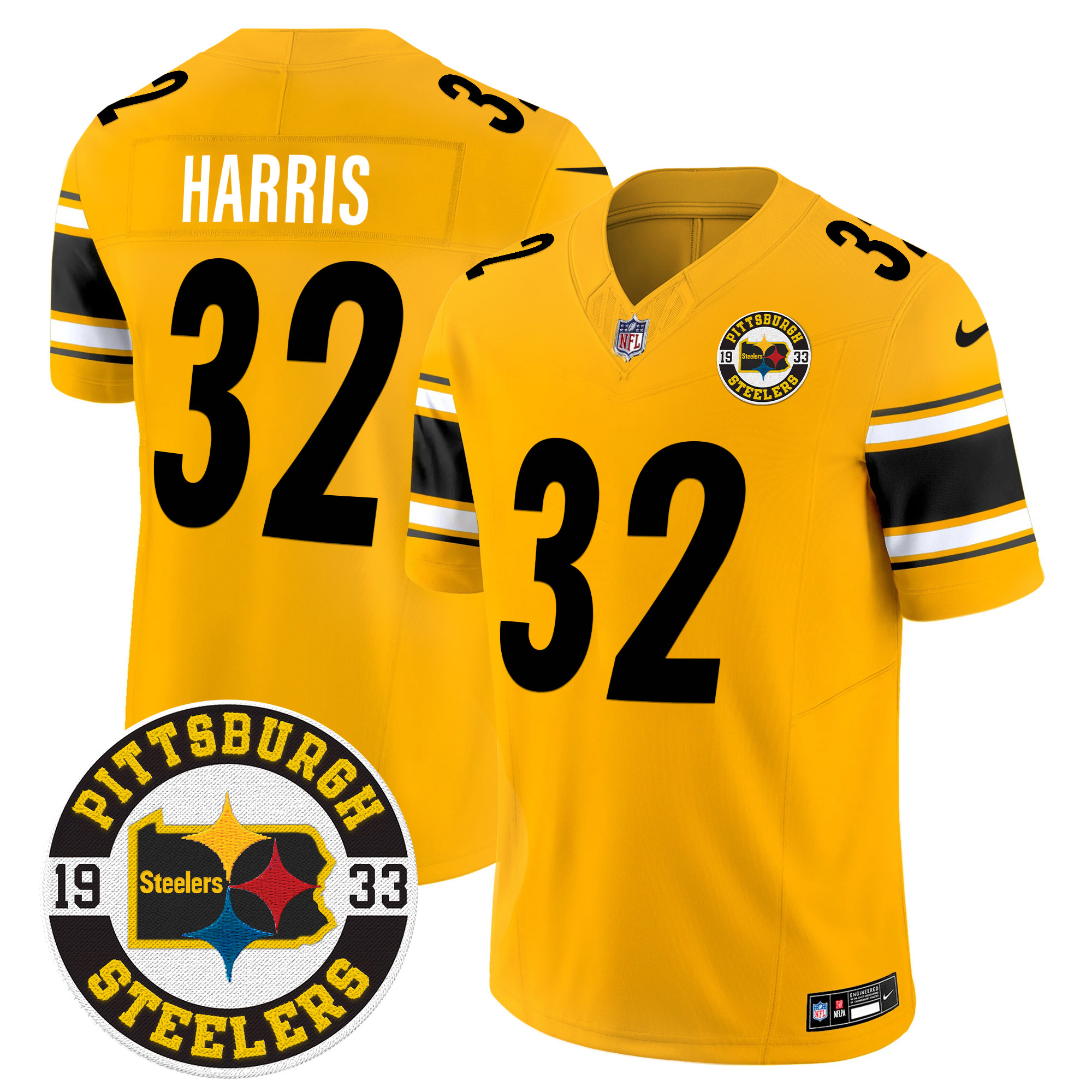 Men's Franco Harris Pittsburgh Steelers 2024 Vapor Limited Gold Jersey - All Stitched