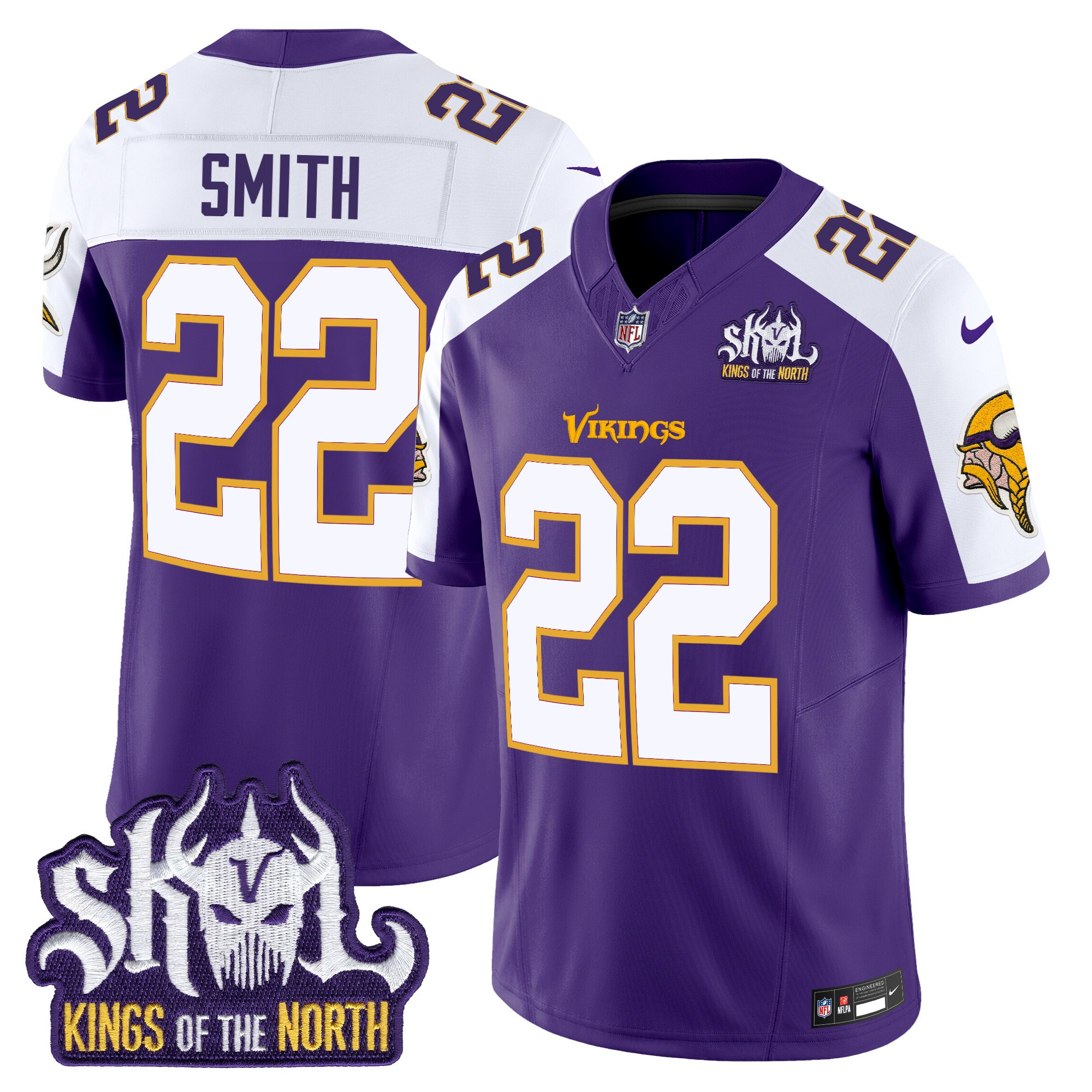 Men's Harrison Smith Minnesota Vikings King Of The North Patch Throwback Vapor Limited Purple Alternate Jersey - All Stitched