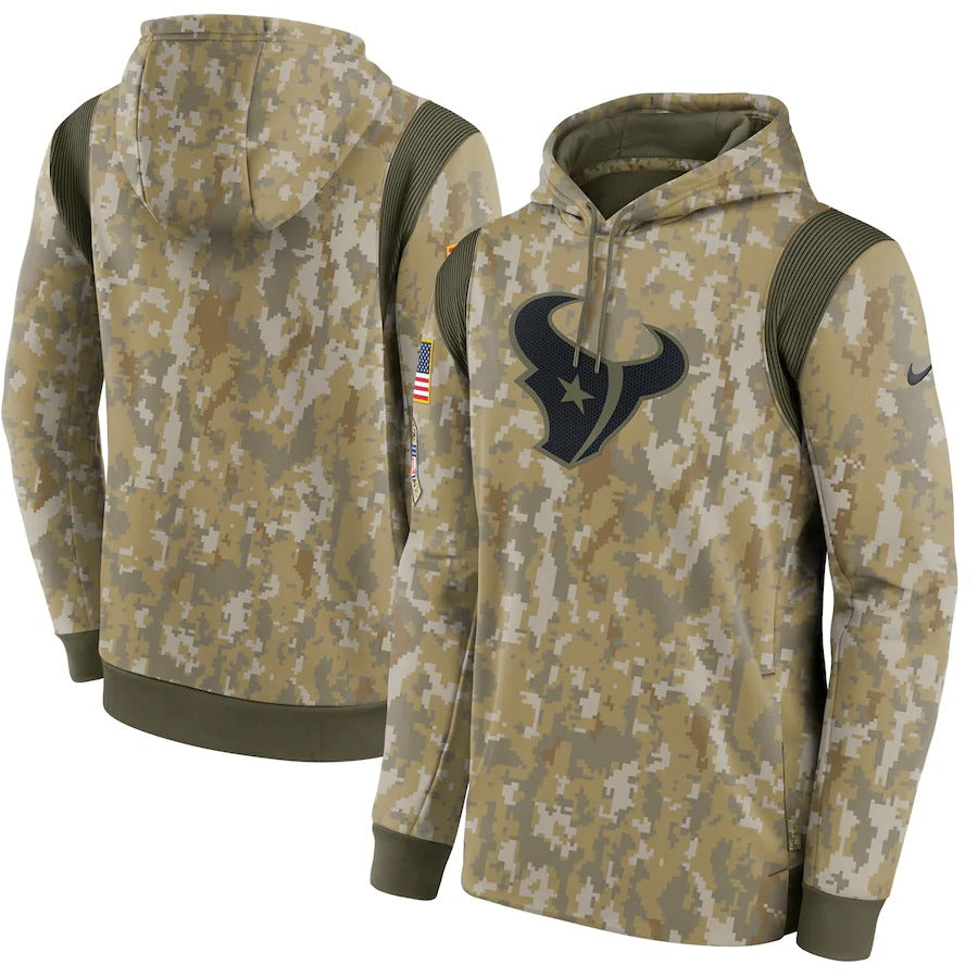 Men’s Houston Texans Nike Camo 2021 Salute To Service Therma Performance Pullover Hoodie