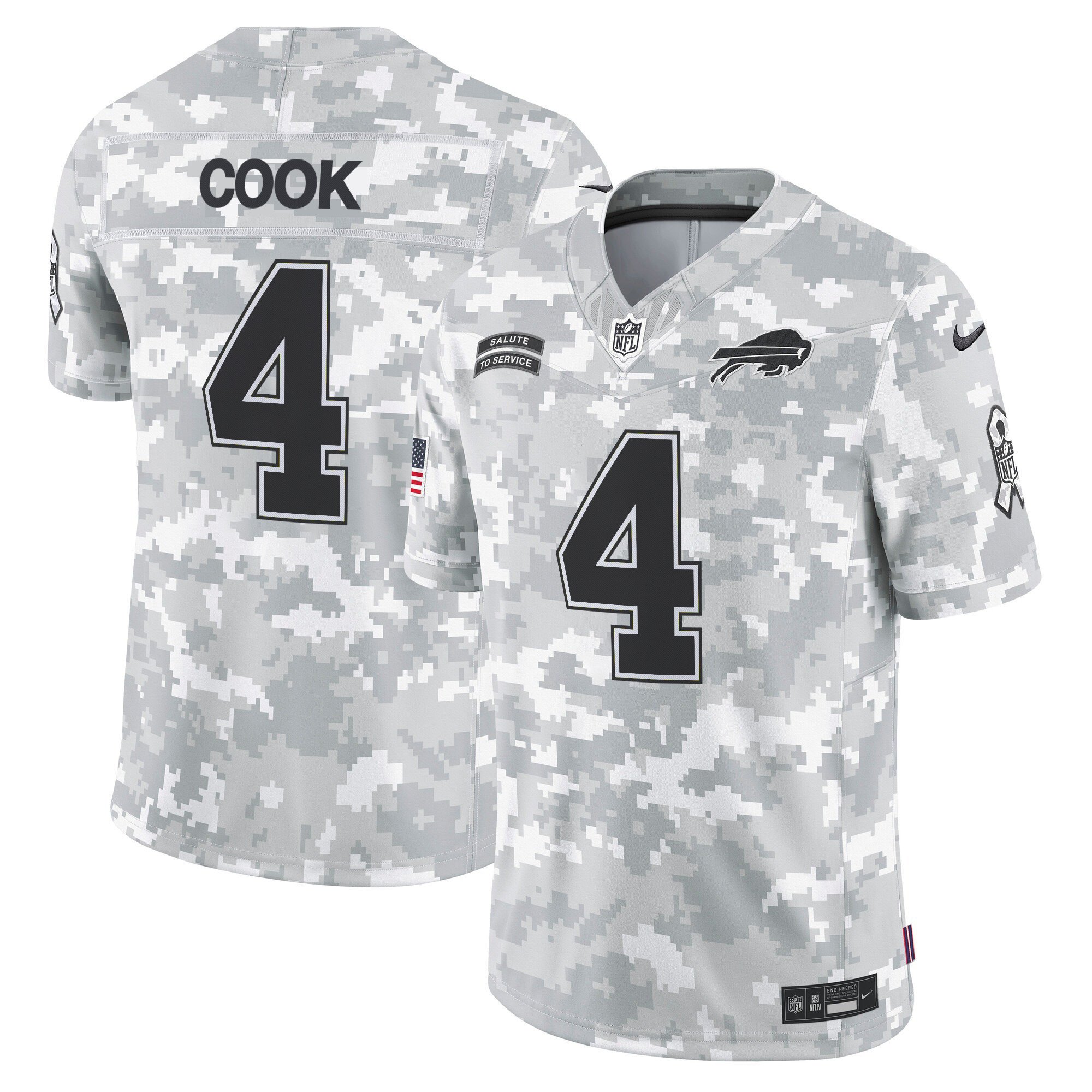 Men's James Cook Buffalo Bills 2024 Salute to Service Vapor Limited Jersey - Arctic Camo - All Stitched