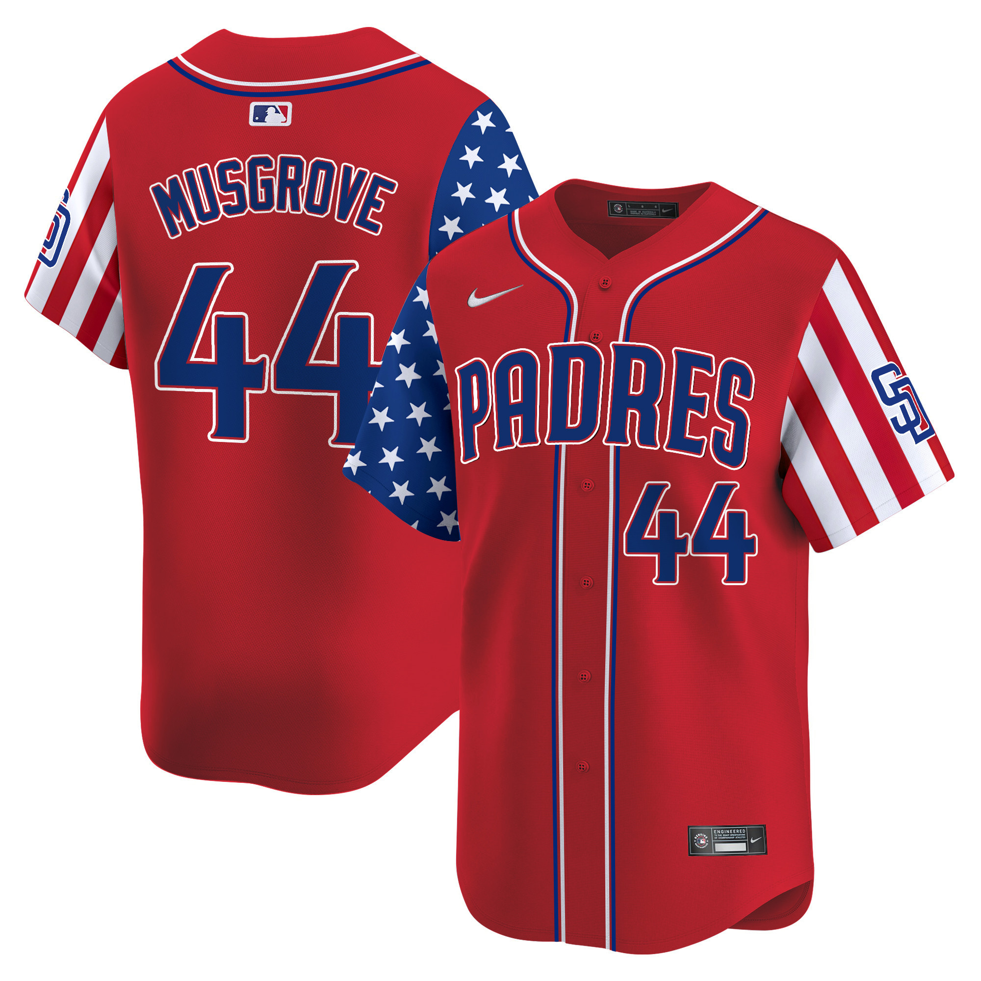 Men's Joe Musgrove San Diego Padres 2024 Independence Day Vapor Premier Limited Red Jersey - All Stitched