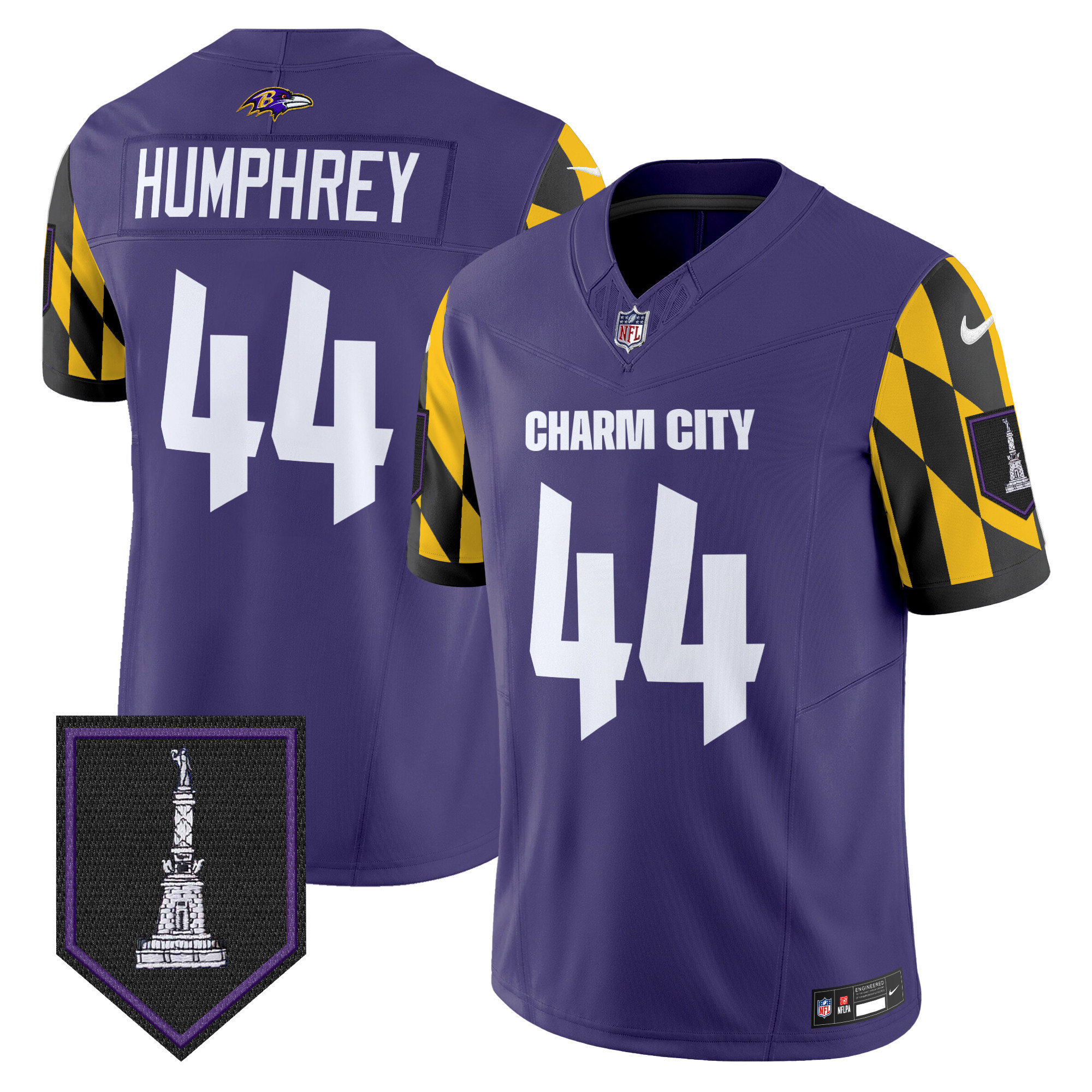 Men's Marlon Humphrey Baltimore Ravens City Edition Patch Vapor Limited Purple Jersey - All Stitched