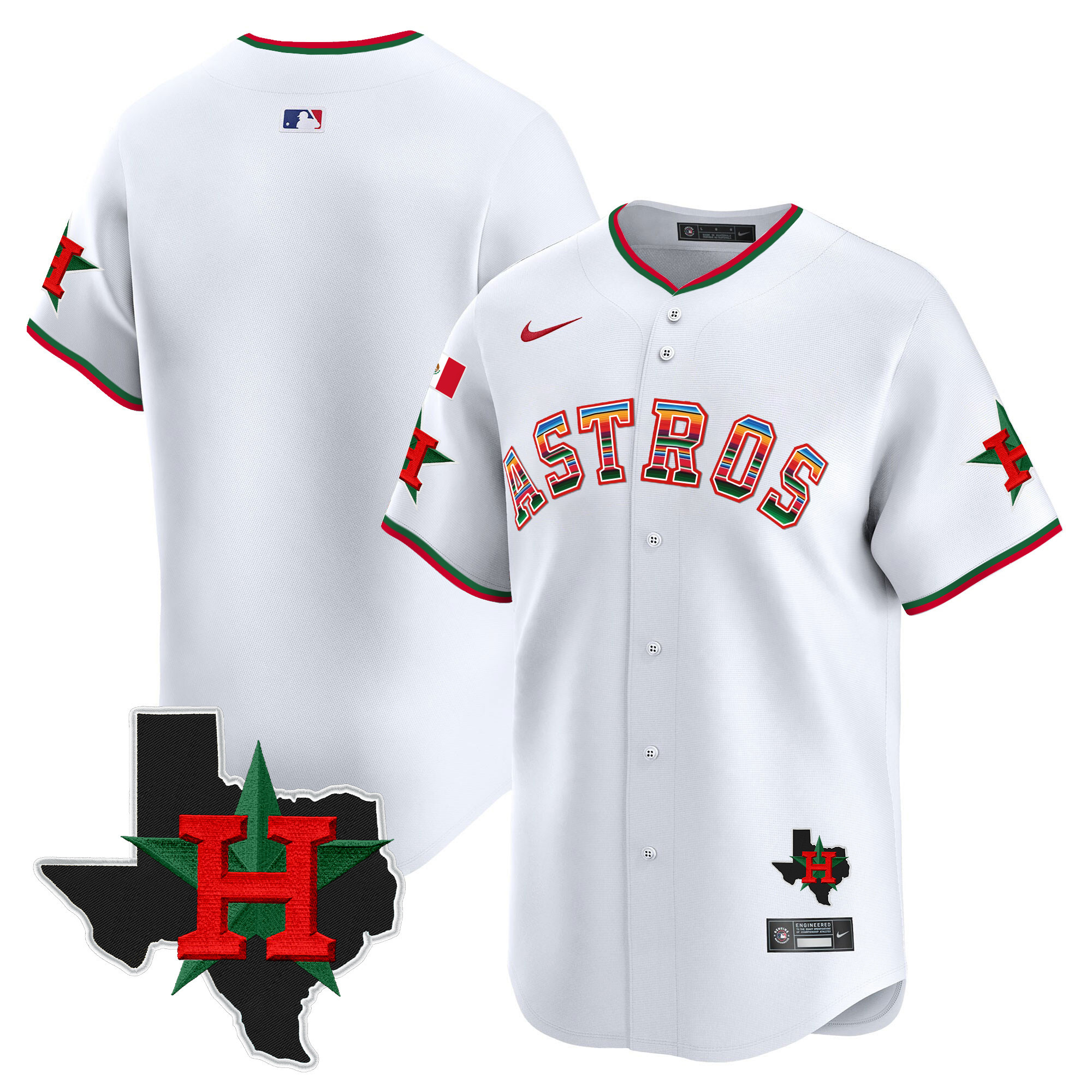 Men's Mexico Texas Patch Vapor Premier Limited White Houston Astros Jersey V2 - All Stitched