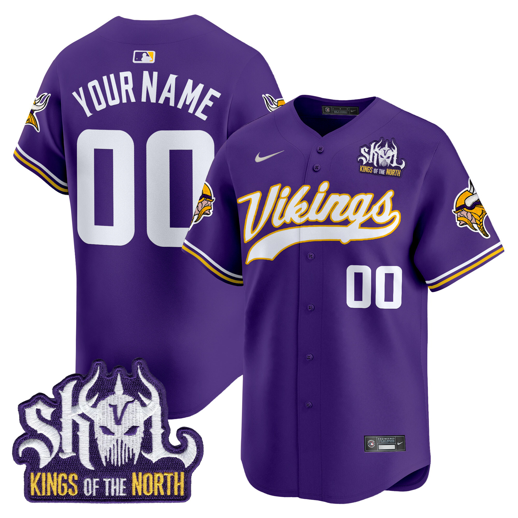 Men's Minnesota Vikings King Of The North Patch Throwback Vapor Premier Limited Custom Purple Jersey - All Stitched