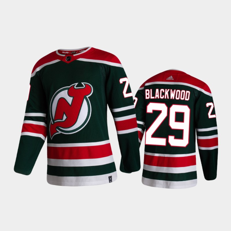 Men's New Jersey Devils Mackenzie Blackwood #29 Reverse Retro 2020-21 Green Special Edition Pro Jersey