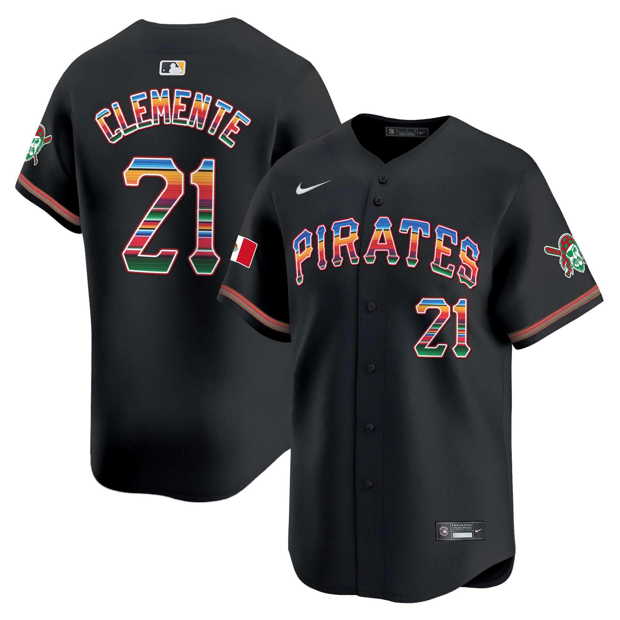 Men's Roberto Clemente Pittsburgh Pirates Mexico Vapor Premier Limited Black Jersey - All Stitched