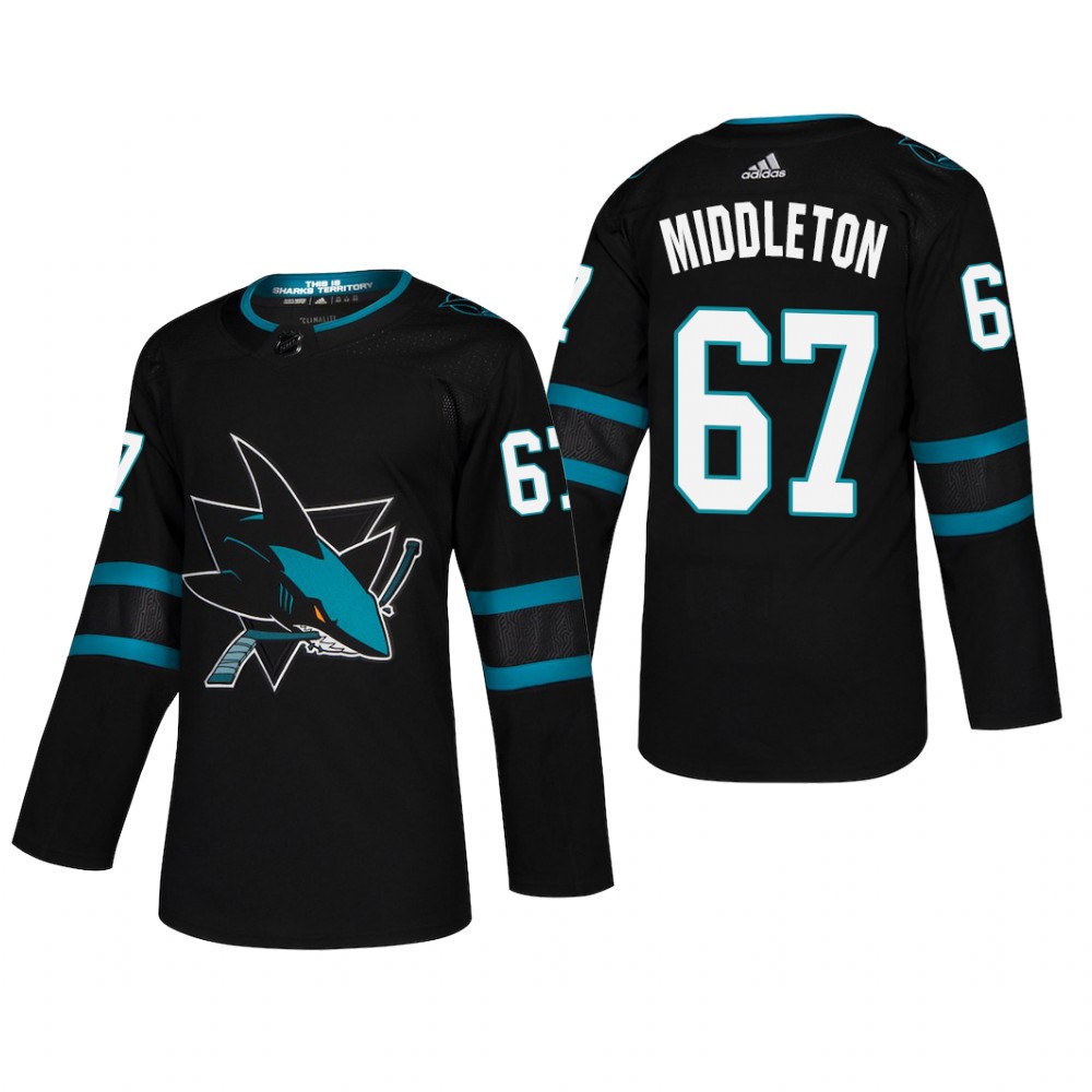Men's San Jose Sharks Jacob Middleton #67 2018-19 Alternate Reasonable Pro Jersey - Black