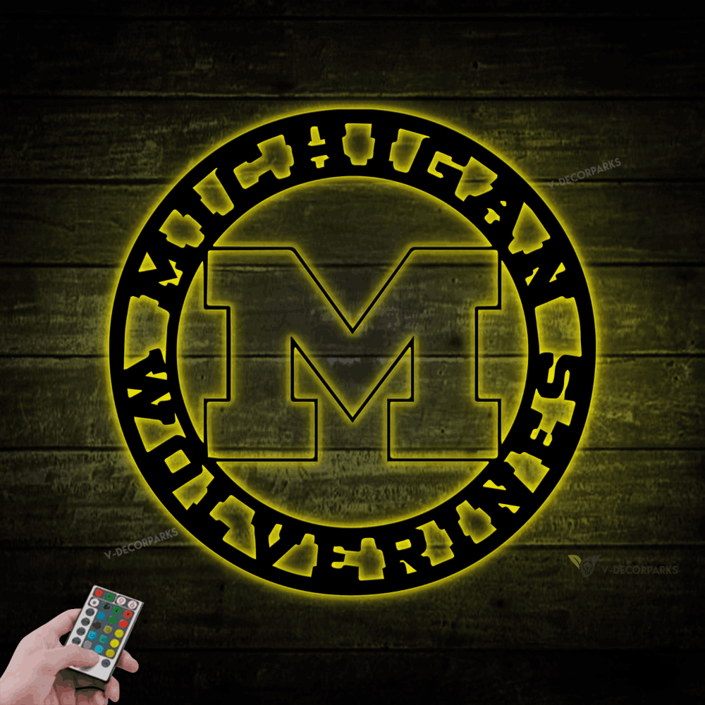 Metal Michigan Wolverines Led Lights Sign, Michigan Wolverines Sign, Michigan Football Sign, Michigan Sports Sign, Wolverines Sign, College Decor