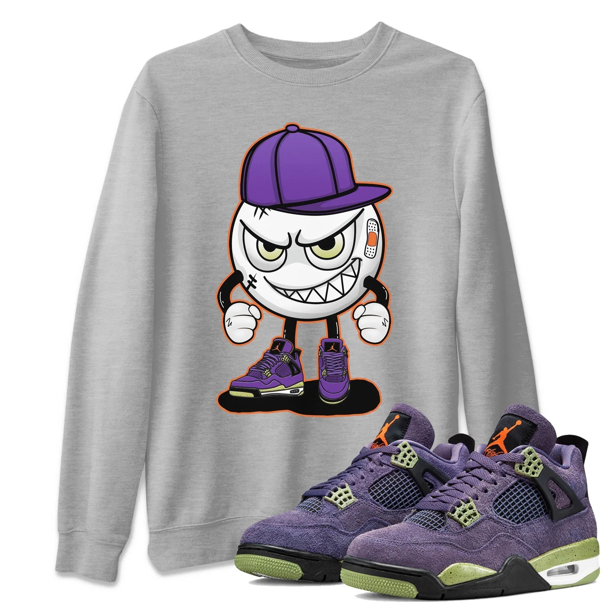 Mischief Emoji Unisex Sweater – Air Jordan 4 Canyon Purple, Sneakers Matching Sweater