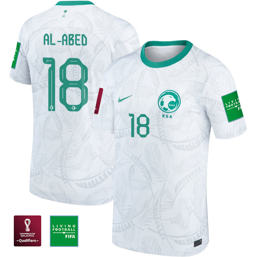 Nawaf Al-Abed 18 Saudi Arabia National Team FIFA World Cup Qatar 2022 Patch Men Soccer Jersey – Home