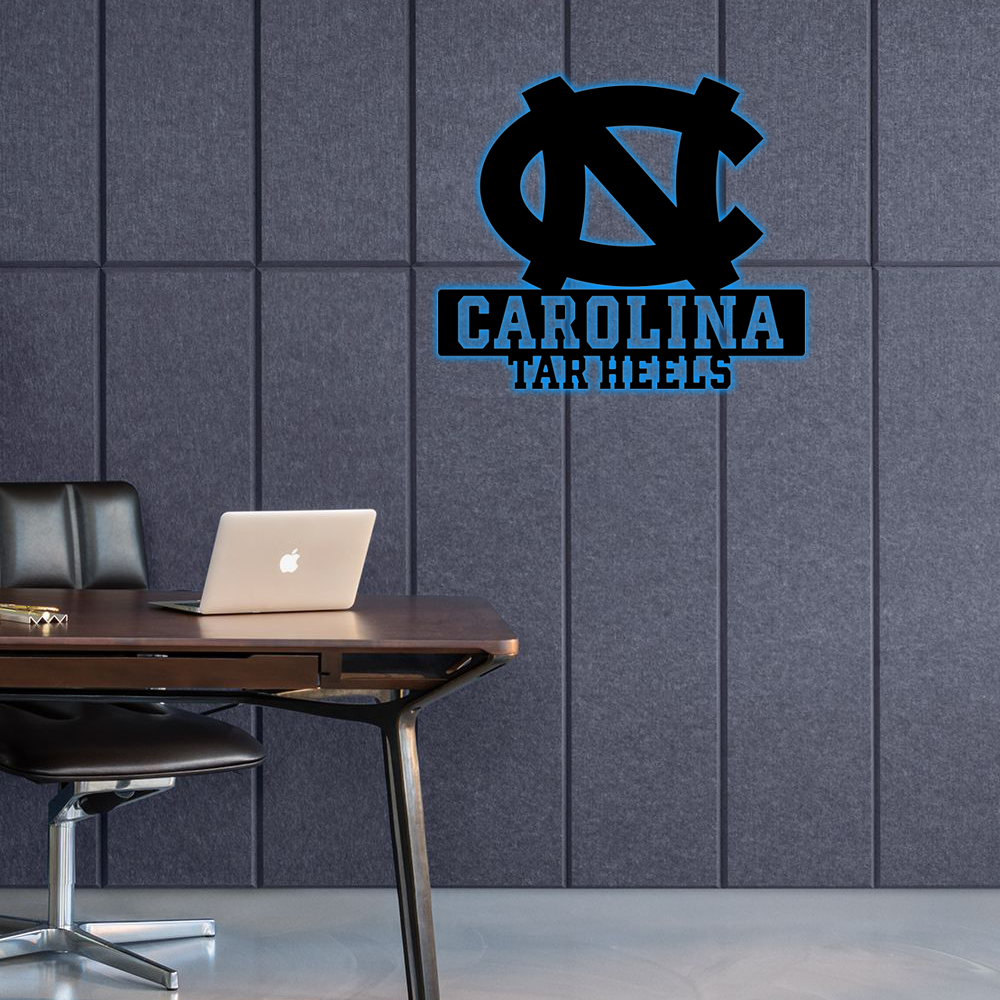 NCAA Football North Carolina Tar Heels Logo RGB Led Lights Metal Wall Art