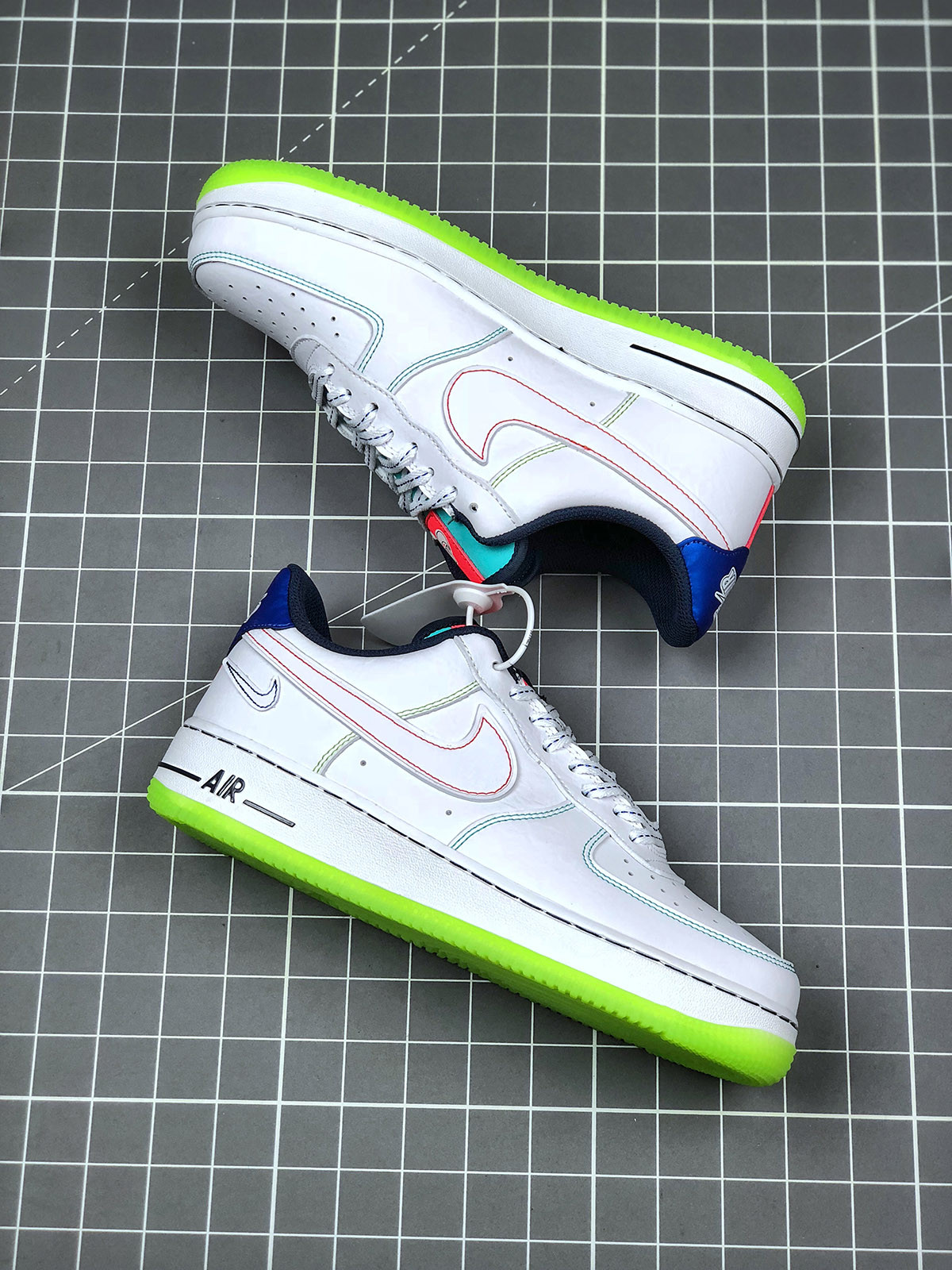Nike Air Force 1 Low “Outside The Lines” White/Racer Blue-Aurora Green For Sale