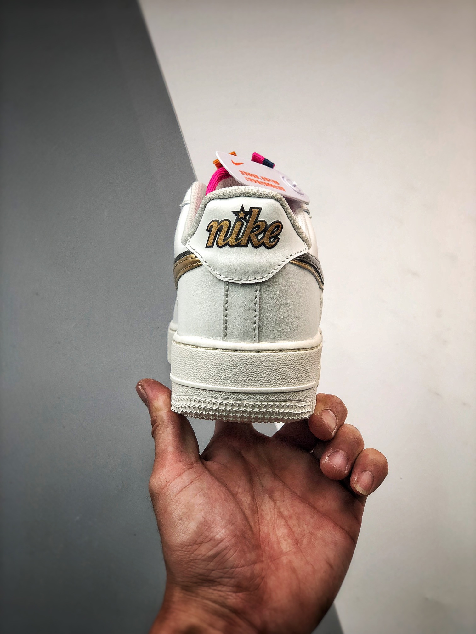 Nike Air Force 1 Low LV8 Double Swoosh Silver Gold For Sale