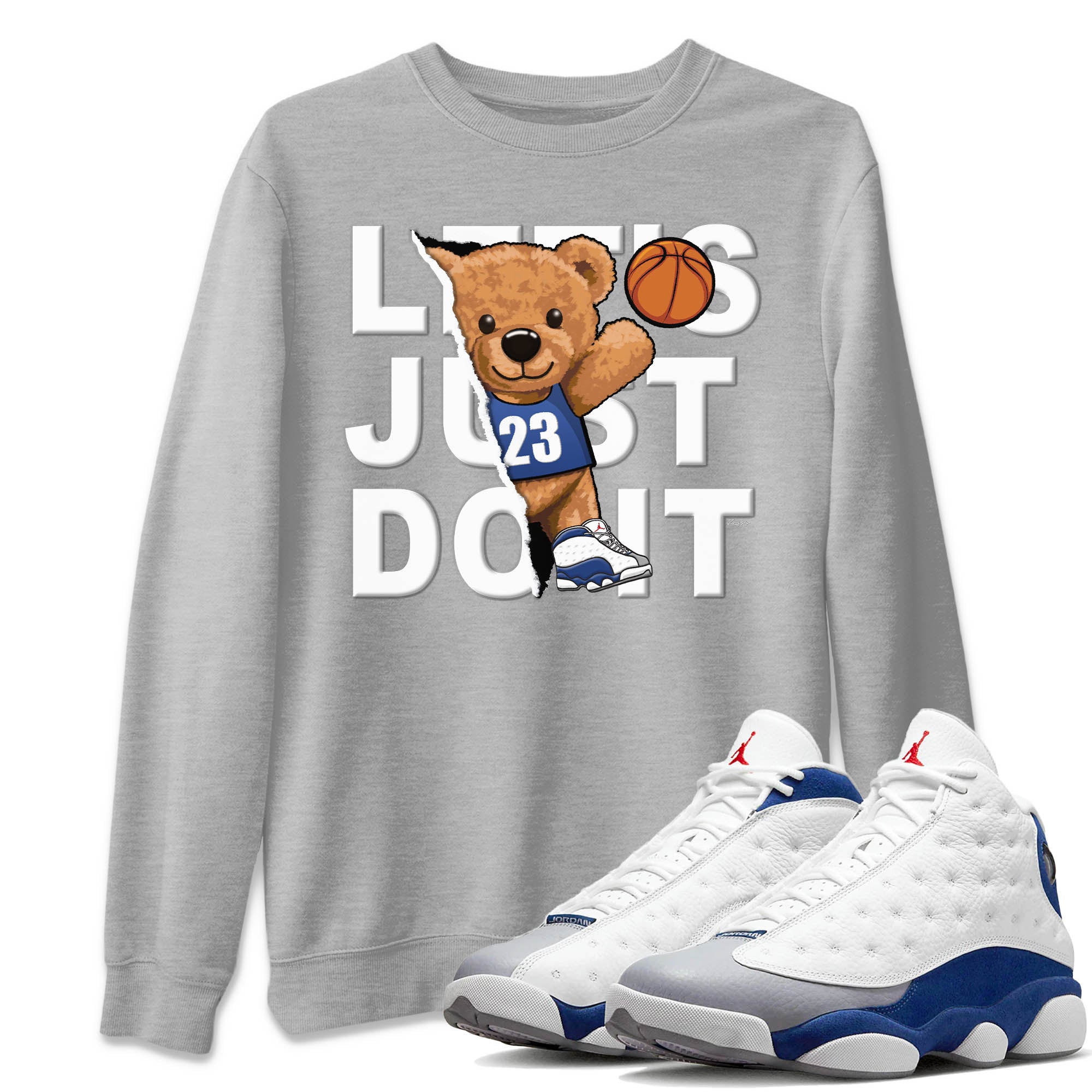 Rip Out Bear Unisex Sweater – Air Jordan 13 French Blue, Sneakers Matching Sweater