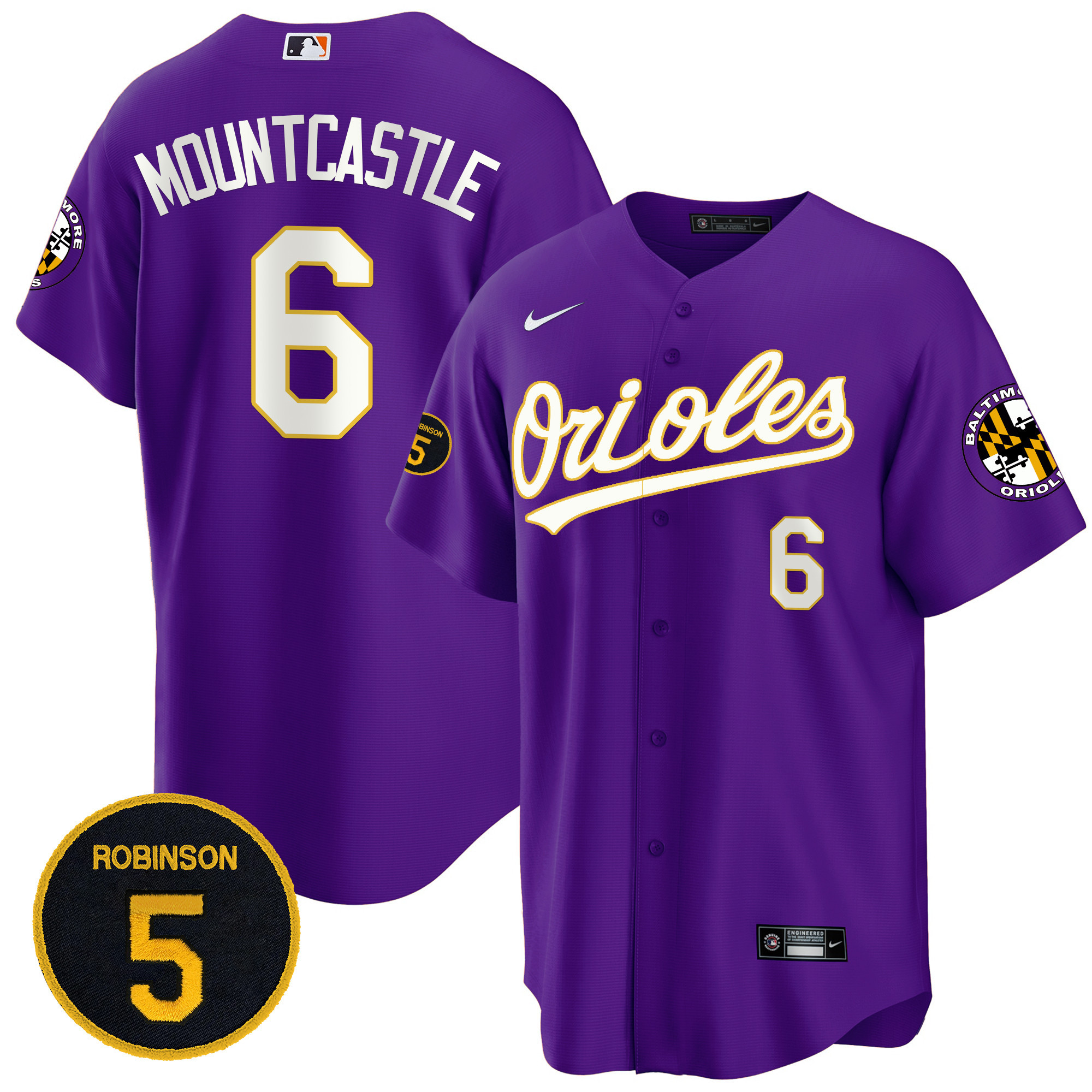 Ryan Mountcastle Baltimore Orioles Purple Robinson Patch Cool Base Jersey - All Stitched