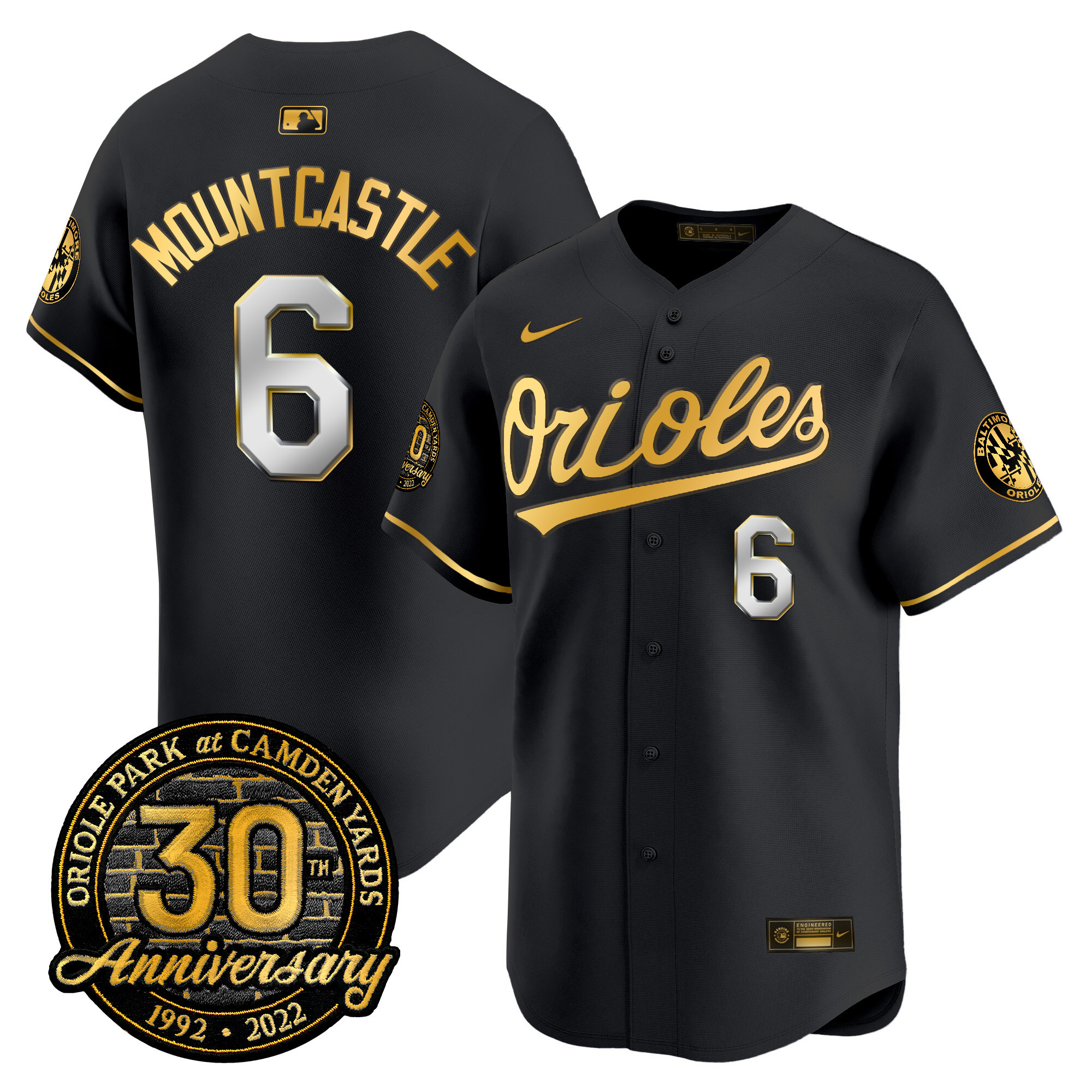 Ryan Mountcastle Men’s Baltimore Orioles Camden Yards 30th Anniversary Patch Vapor Premier Limited Black Limited Jersey - All Stitched