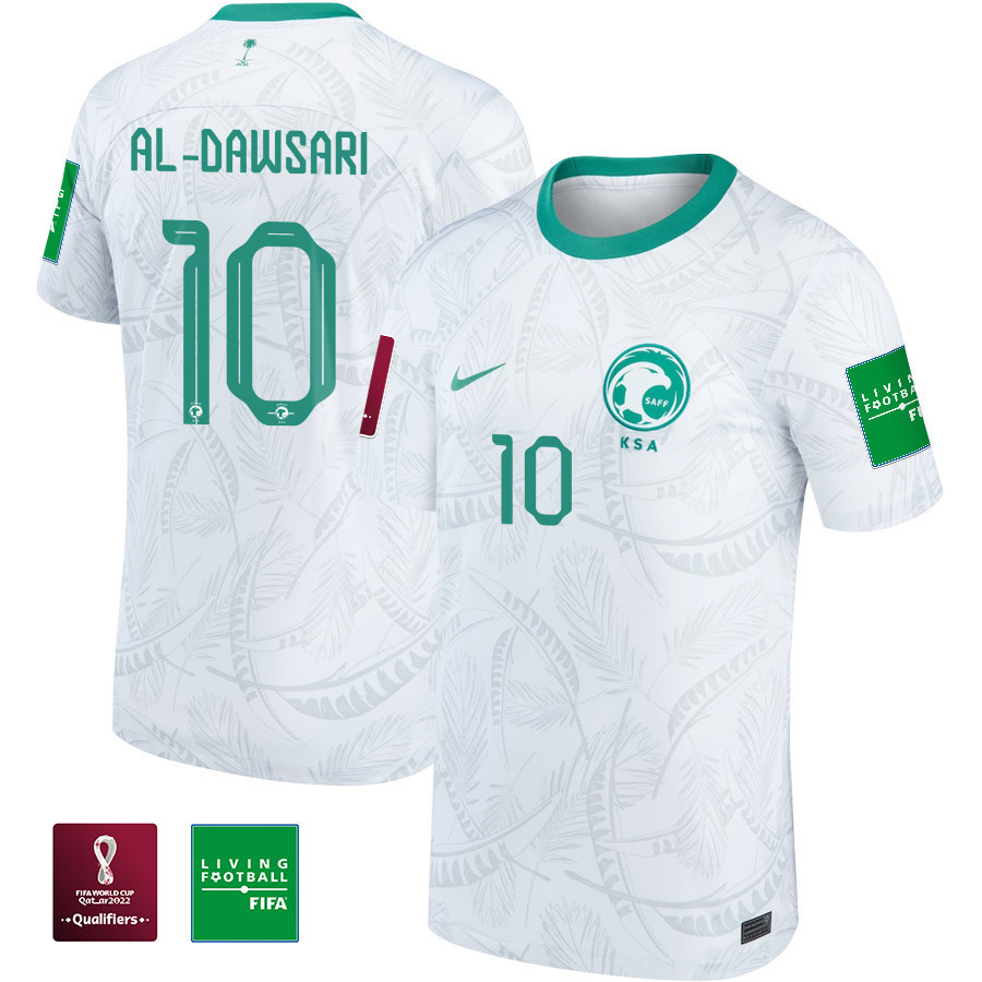 Salem Al-Dawsari 10 Saudi Arabia National Team FIFA World Cup Qatar 2022 Patch Men Soccer Jersey – Home