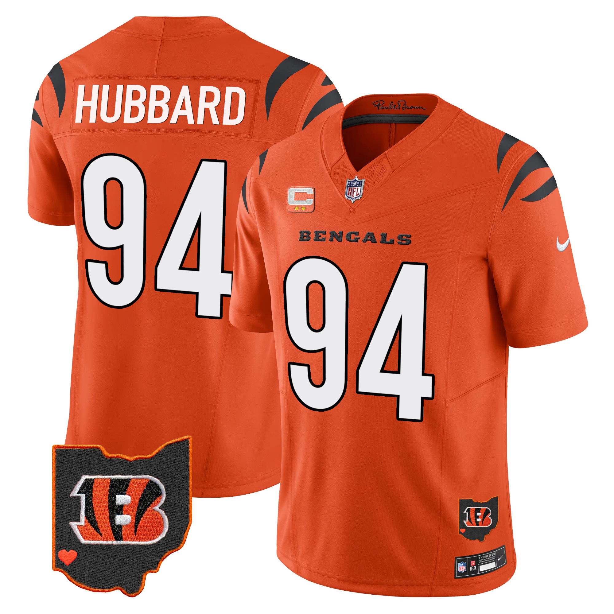 Sam Hubbard Men's Cincinnati Bengals Ohio Patch Vapor Limited Orange Jersey - All Stitched 