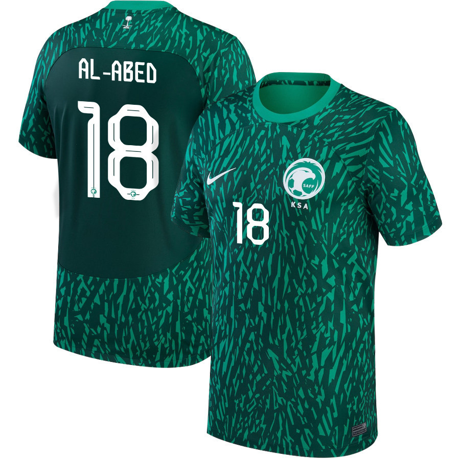 Saudi Arabia National Team 2022-23 Nawaf Al-Abed 18 Qatar World Cup Away Men Soccer Jersey – Green