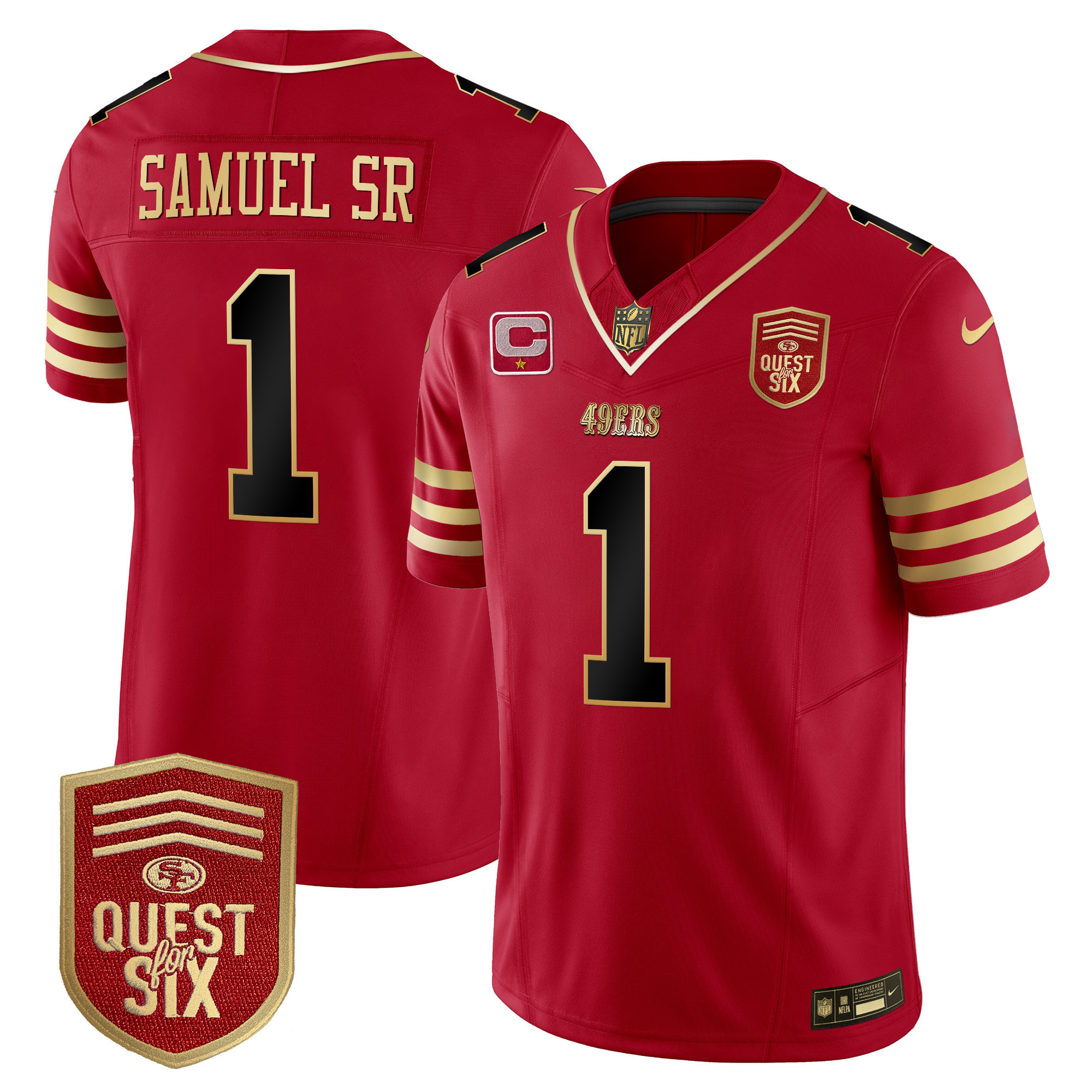 Men's Deebo Samuel San Francisco 49ers Quest For Six Patch Vapor Limited Black Scarlet Jersey - All Stitched