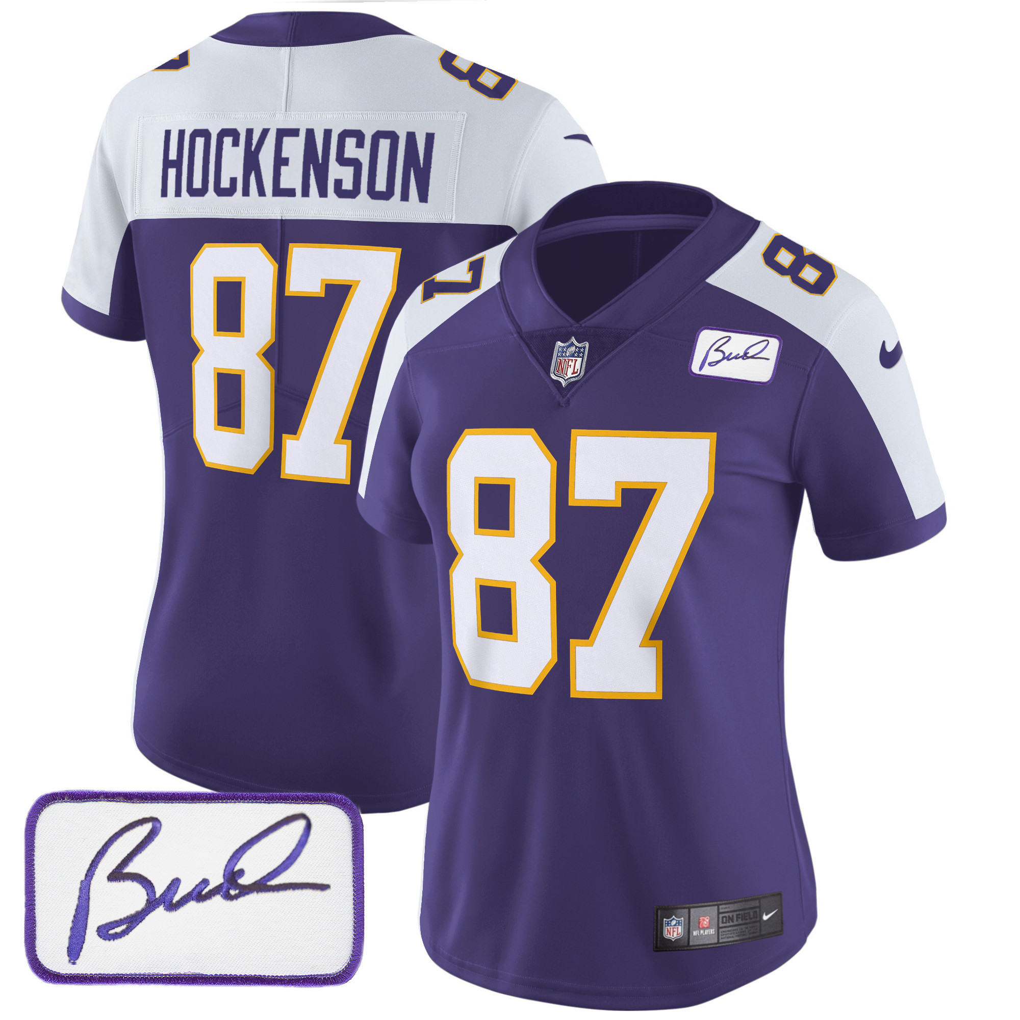 T.J. Hockenson Women's Minnesota Vikings Bud Grant Patch Classic Limited Alternate Jersey - All Stitched