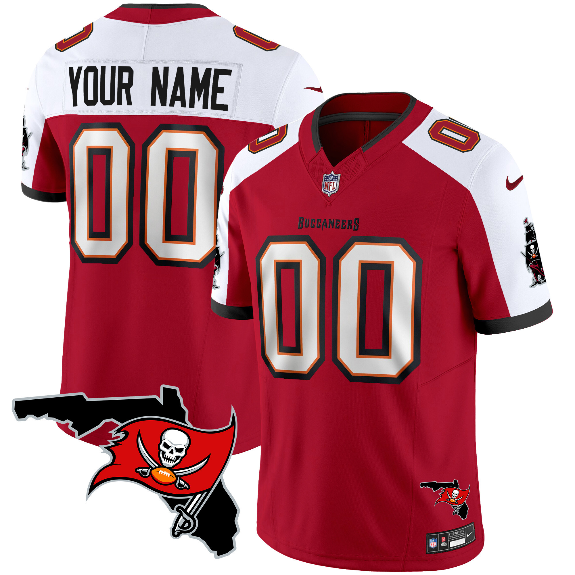 Tampa Bay Buccaneers Florida Patch Vapor Limited Custom Red Alternate Jersey - All Stitched 