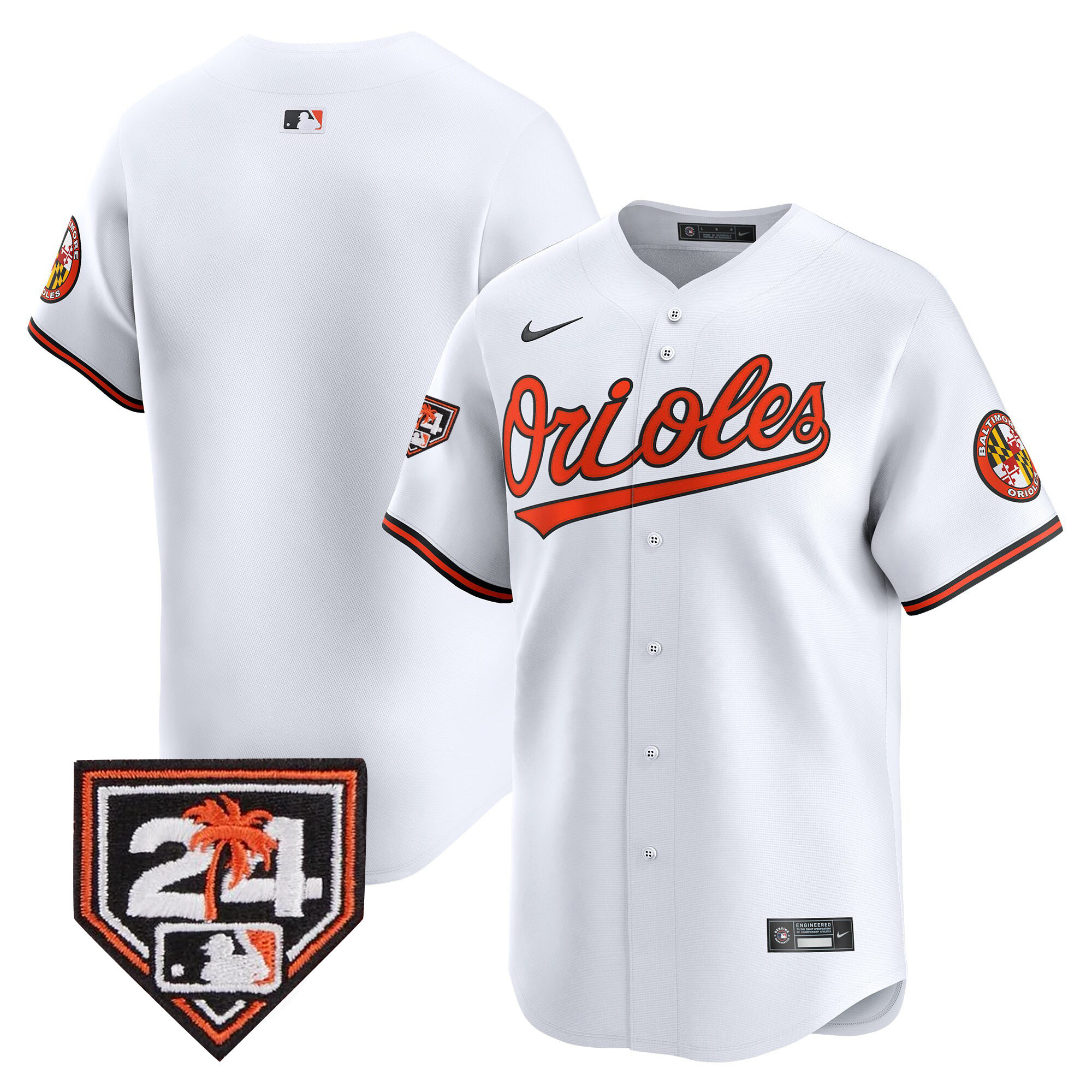 Team Men's Baltimore Orioles 2024 Spring Training Patch Vapor Premier Limited White Jersey - All Stitched