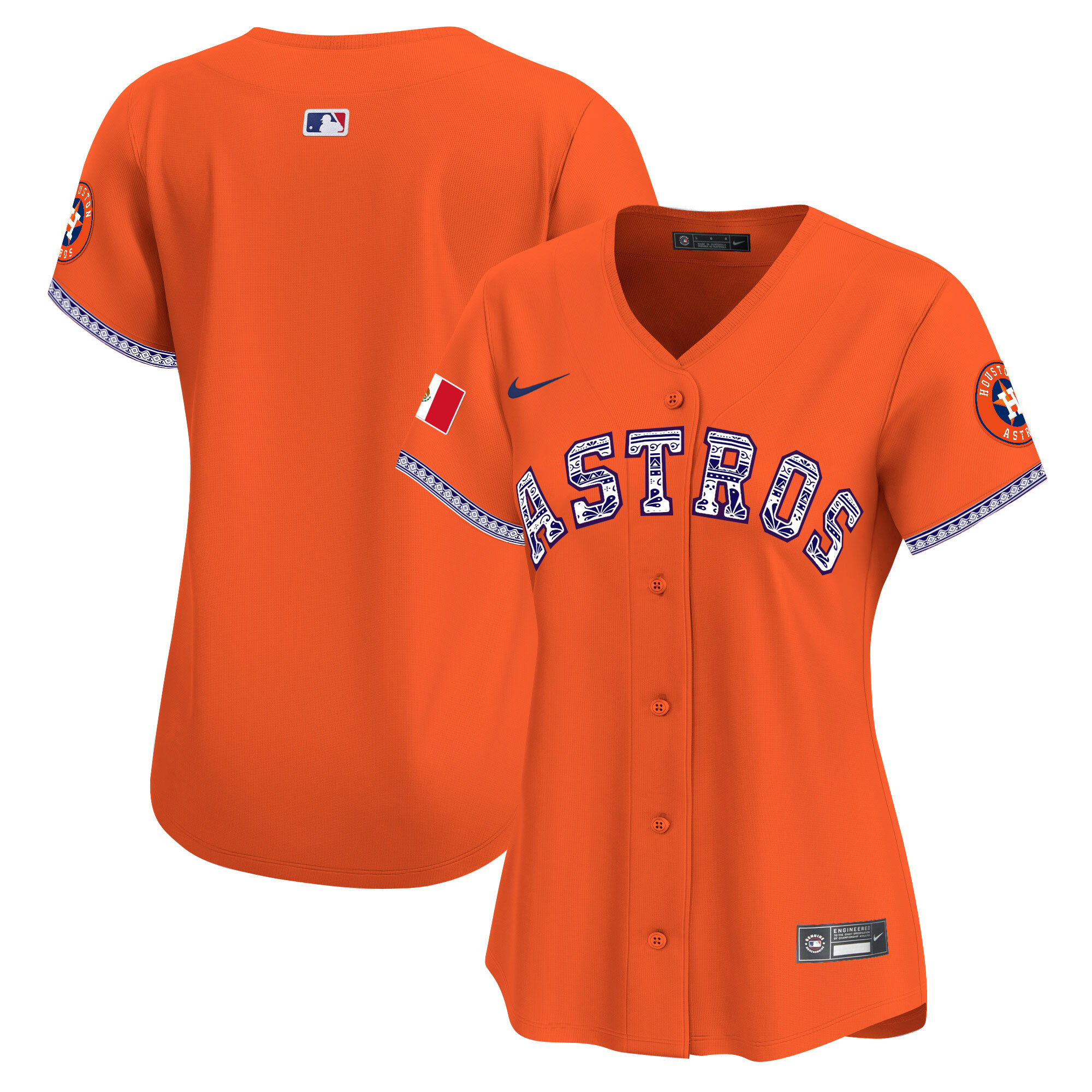 Team Women's Houston Astros Mexico Vapor Premier Limited V2 Orange Jersey - All Stitched