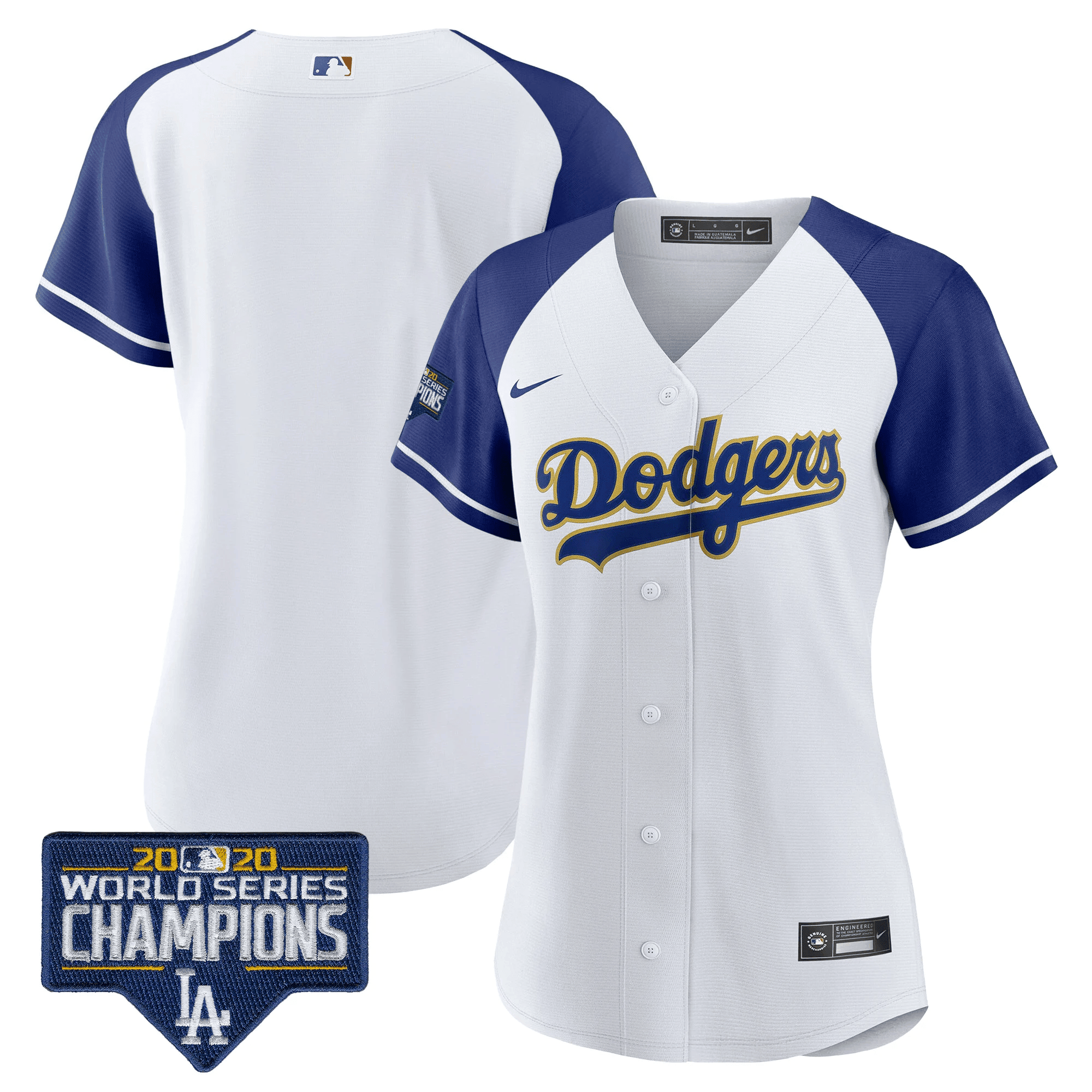 Team Women's Los Angeles Dodgers World Series Champions Patch Gold Trim Alternate White Jersey - All Stitched