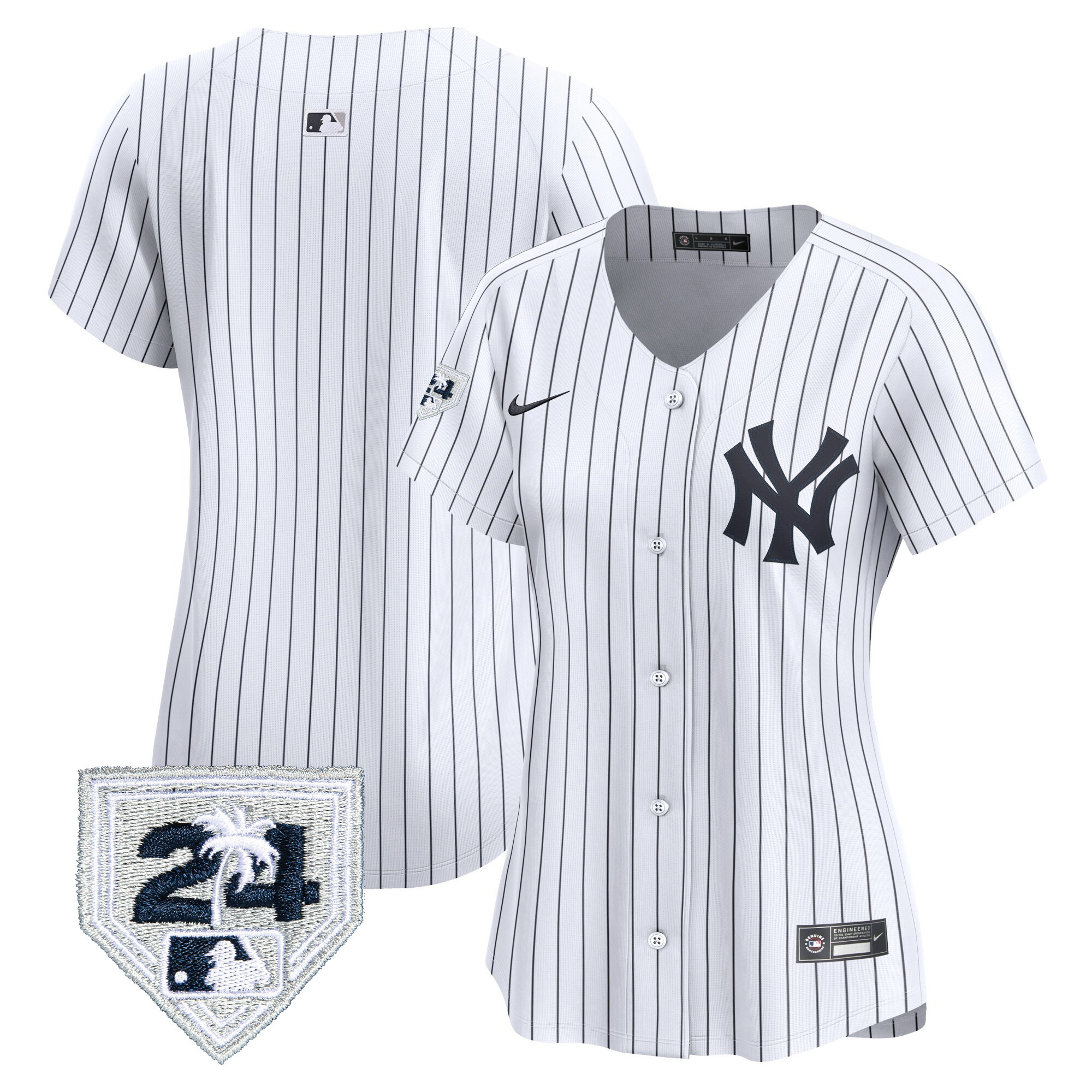 Team Women's New York Yankees 2024 Spring Training Patch Vapor Premier Limited White Jersey - All Stitched