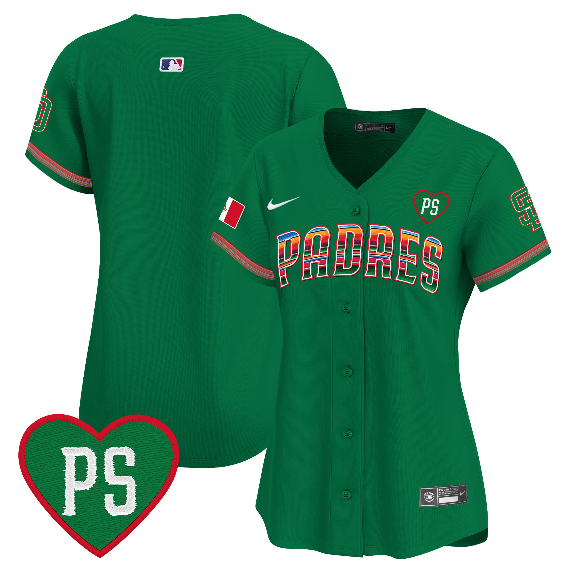 Team Women's San Diego Padres Mexico "For Peter" Patch Vapor Premier Limited Green Jersey - All Stitched