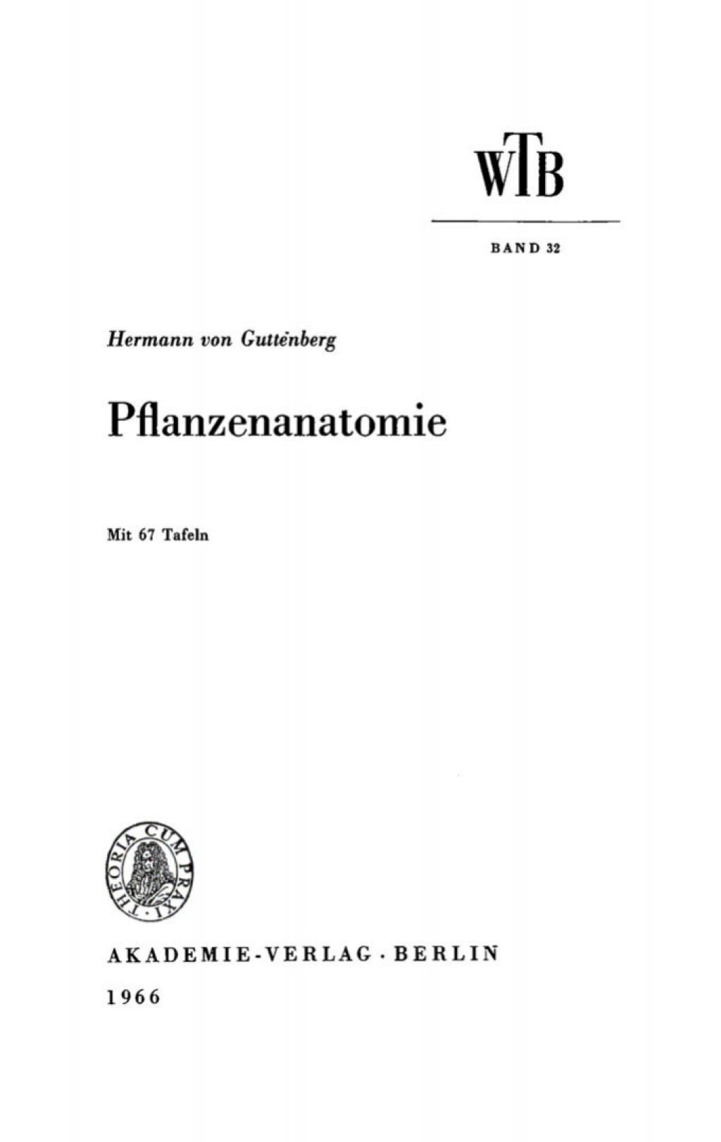 Pflanzenanatomie 1st Edition